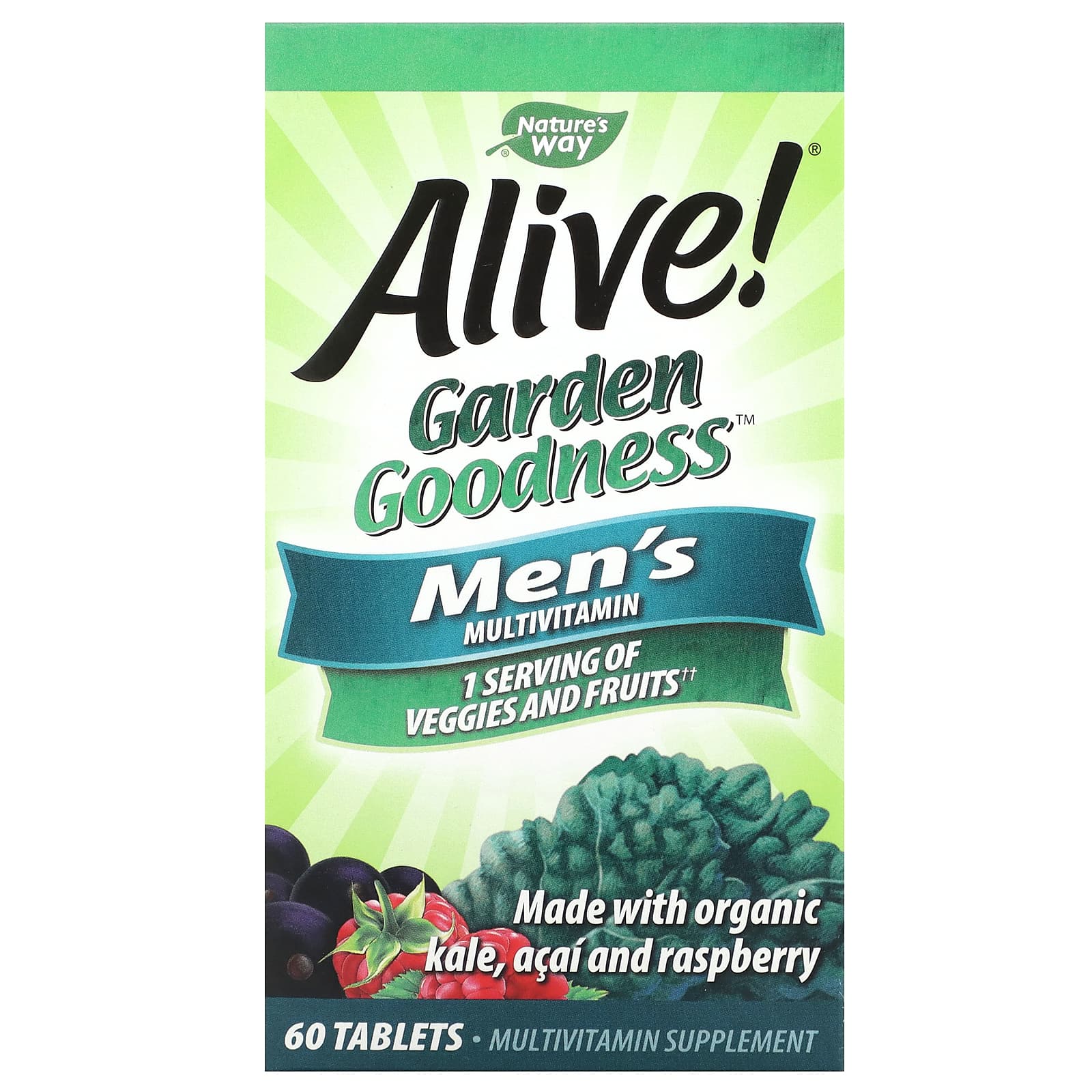 Nature’s Way, Alive! Garden Goodness Men's, 60 Tablets UPC 033674121122 | Hilife Vitamins