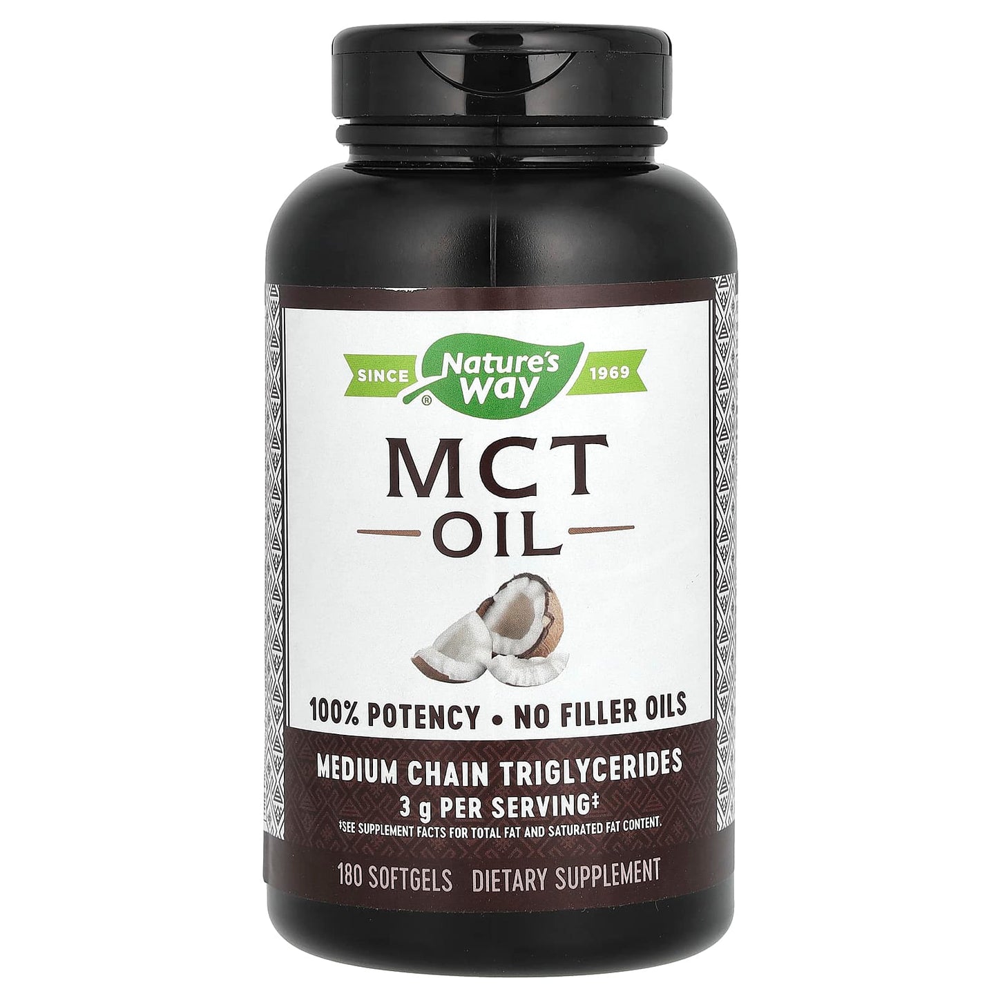 Nature’s Way, 100% MCT Oil from Coconut, 180 Softgels UPC 033674121146 | HiLife Vitamins