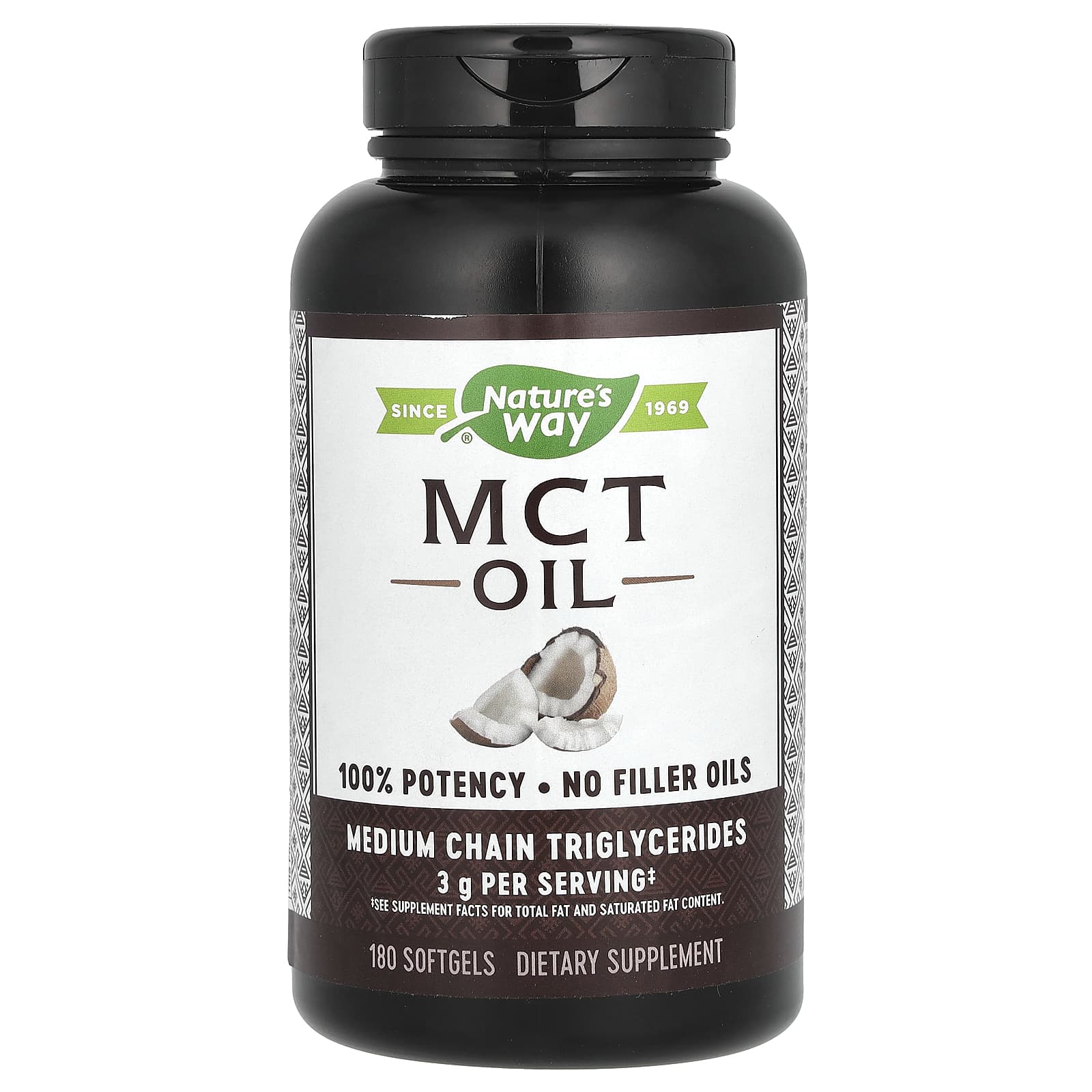 Nature’s Way, 100% MCT Oil from Coconut, 180 Softgels UPC 033674121146 | HiLife Vitamins