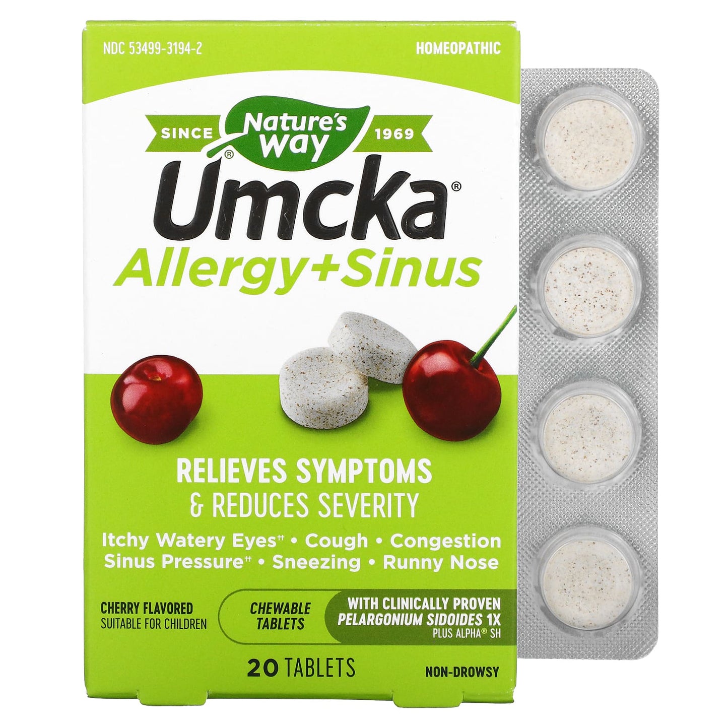 Nature’s Way, Umcka Allergy & Sinus, 20 Chewables UPC 033674121948 | Hilife Vitamins