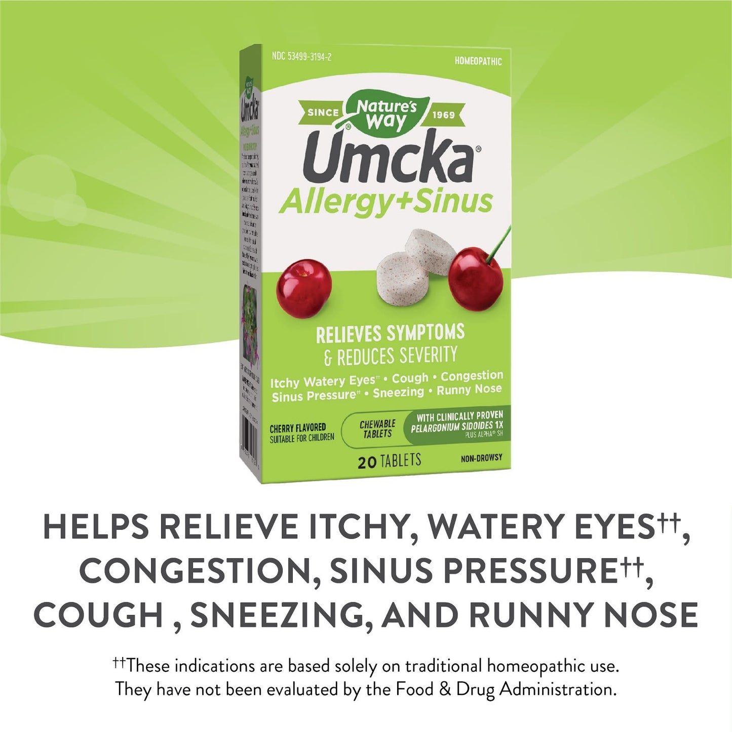 Nature’s Way, Umcka Allergy & Sinus, 20 Chewables UPC 033674121948 | Hilife Vitamins