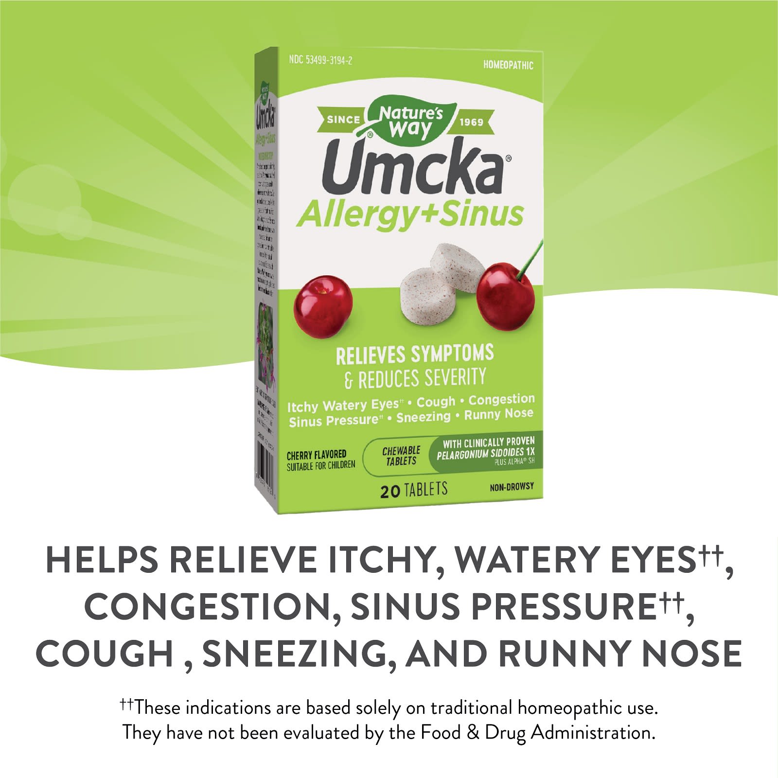 Nature’s Way, Umcka Allergy & Sinus, 20 Chewables UPC 033674121948 | Hilife Vitamins