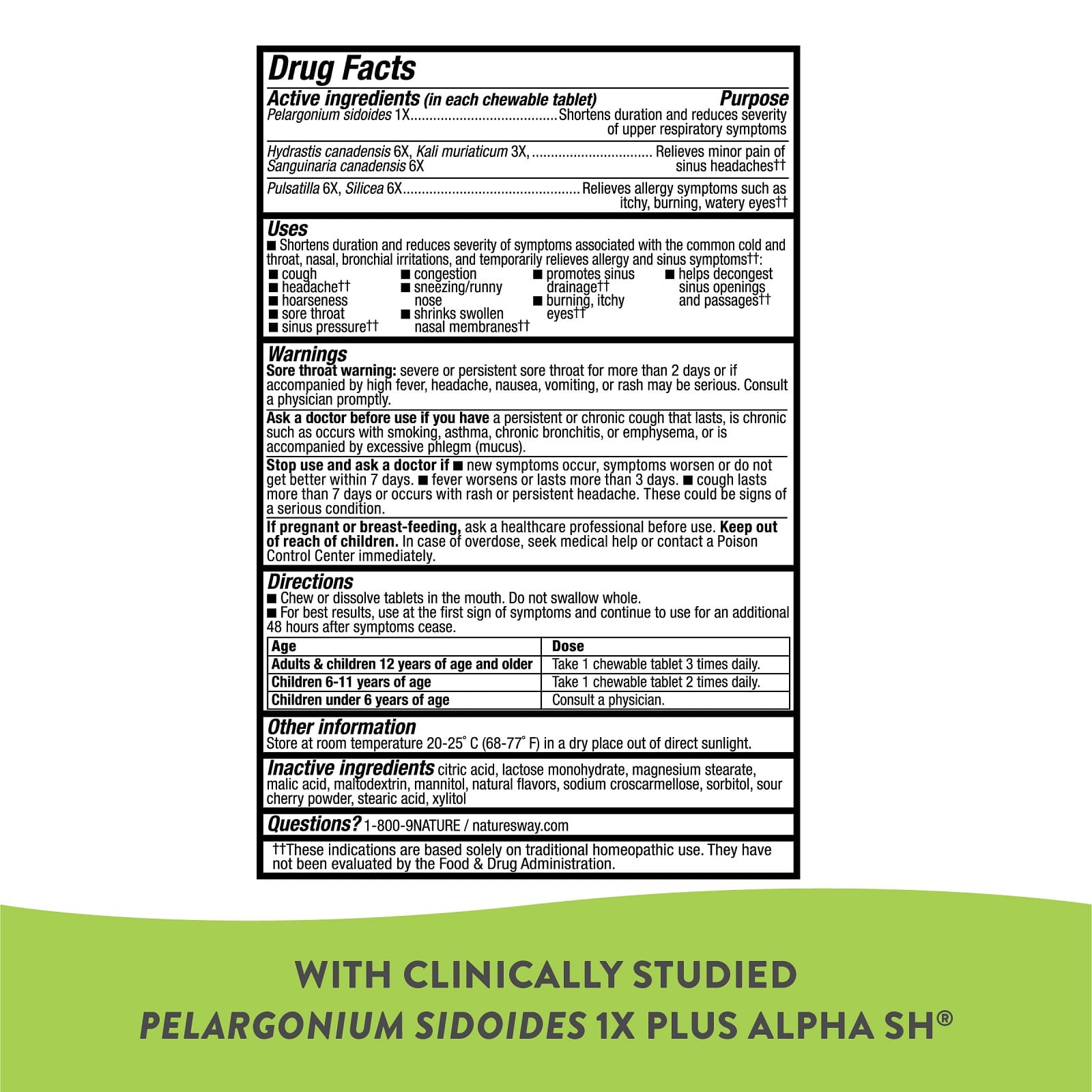 Nature’s Way, Umcka Allergy & Sinus, 20 Chewables UPC 033674121948 | Hilife Vitamins
