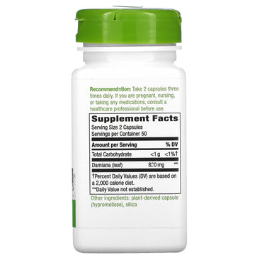 Nature’s Way, Damiana, 100 Vegetarian Capsules UPC 033674122006 | Hilife Vitamins