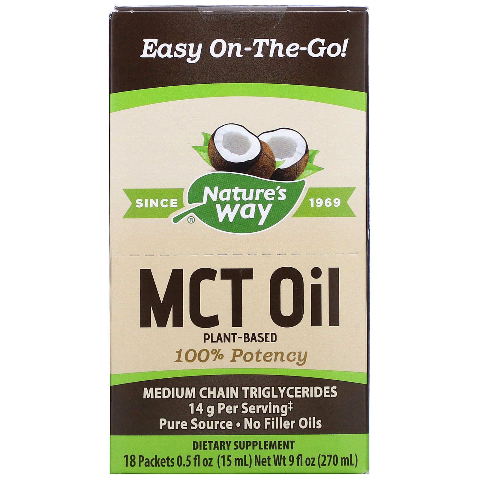 Nature’s Way, MCT Oil Single Serve Packets, 18 Packet UPC 033674123034 | HiLife Vitamins