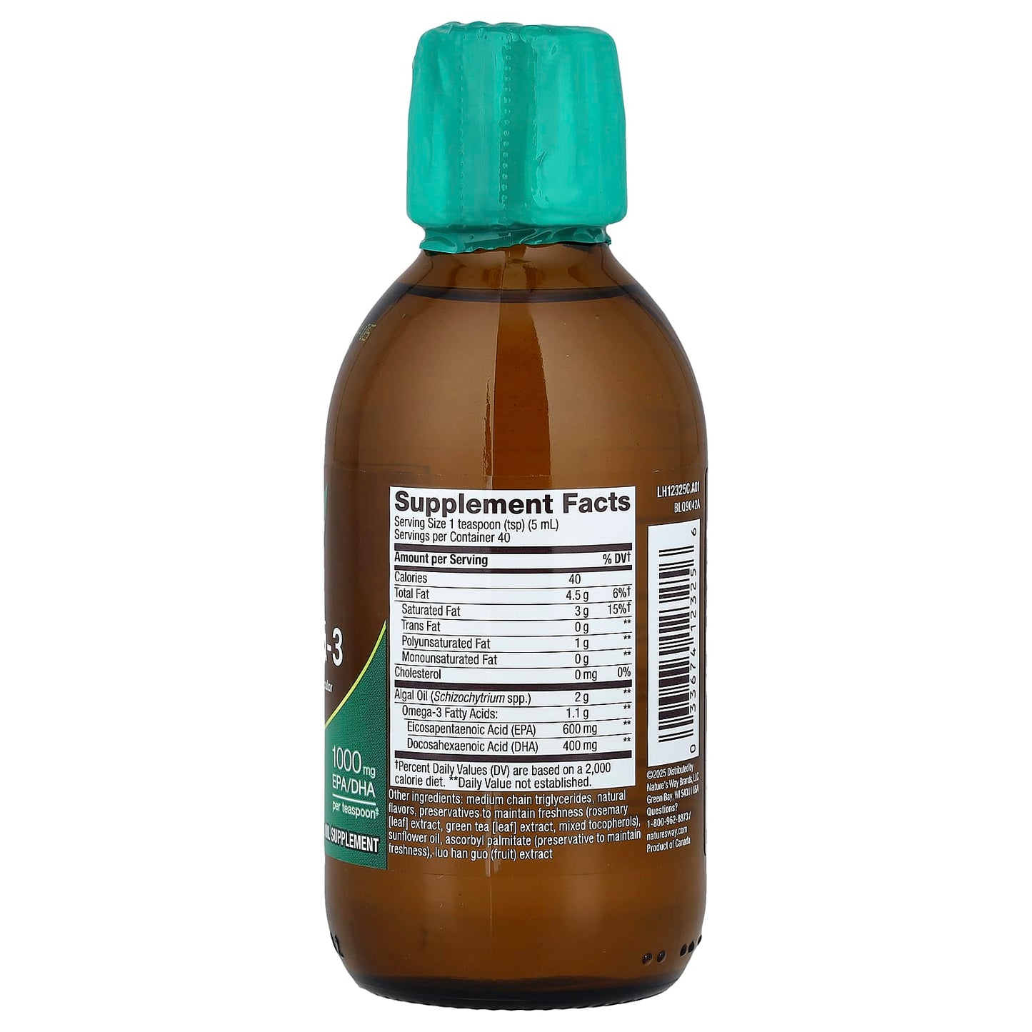 Nature’s Way, NutraVege (TM)  Extra Strength‡ Omega-3 Plant-Based CranOrange, 6.8 Fl. Oz. (200 Ml) Liquid UPC 033674123256