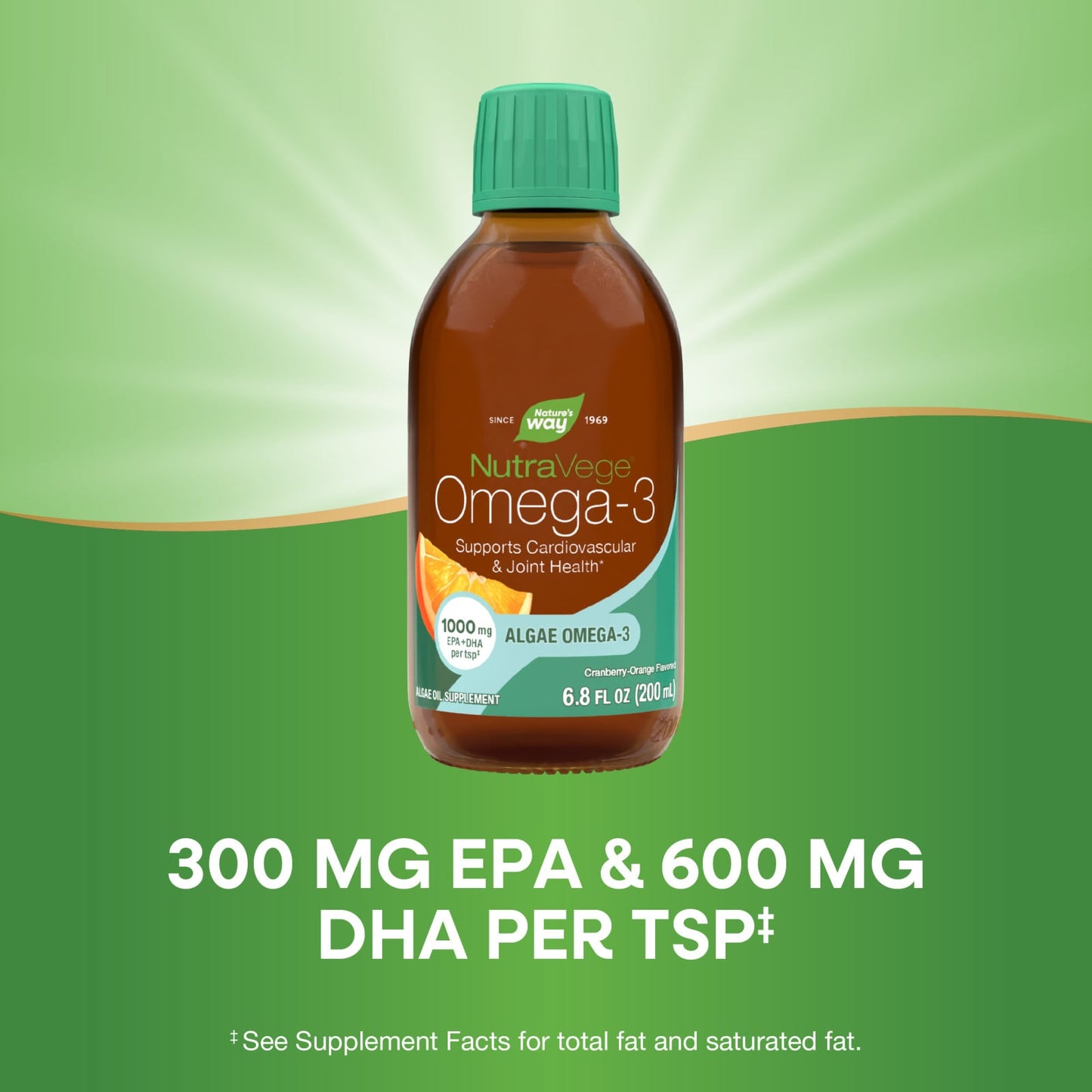 Nature’s Way, NutraVege (TM)  Extra Strength‡ Omega-3 Plant-Based CranOrange, 6.8 Fl. Oz. (200 Ml) Liquid UPC 033674123256