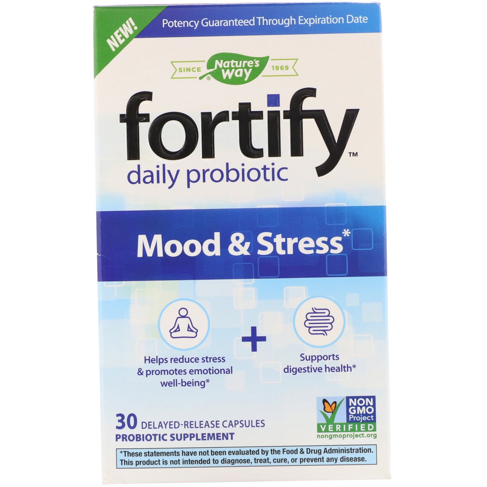 Nature’s Way, Fortify™ Daily Probiotic Mood & Stress, 30 Capsules UPC 033674124499 | HiLife Vitamins