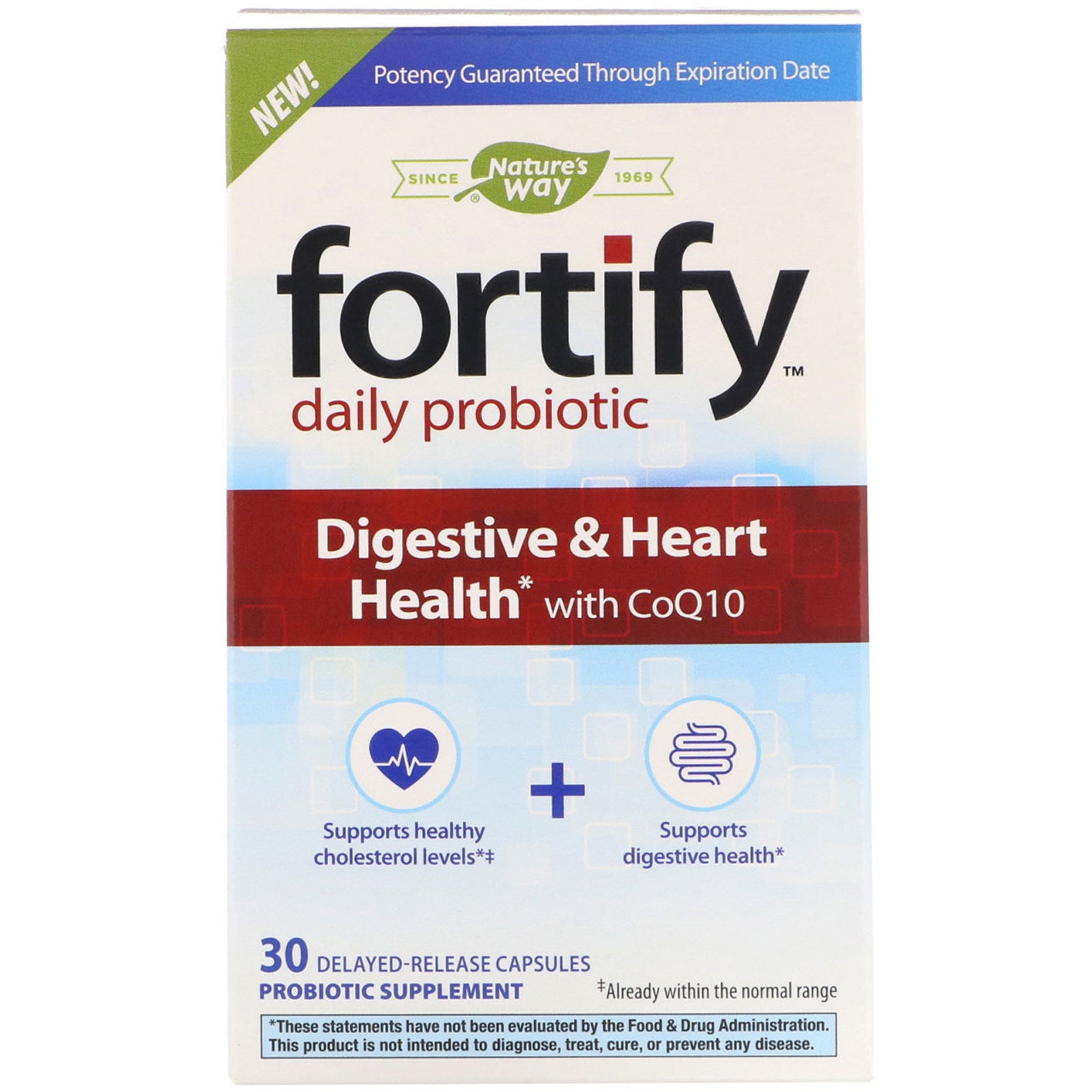 Nature’s Way, Fortify™ Daily Probiotic Digestive & Heart Health, 30 Capsules UPC 033674124505 | HiLife Vitamins