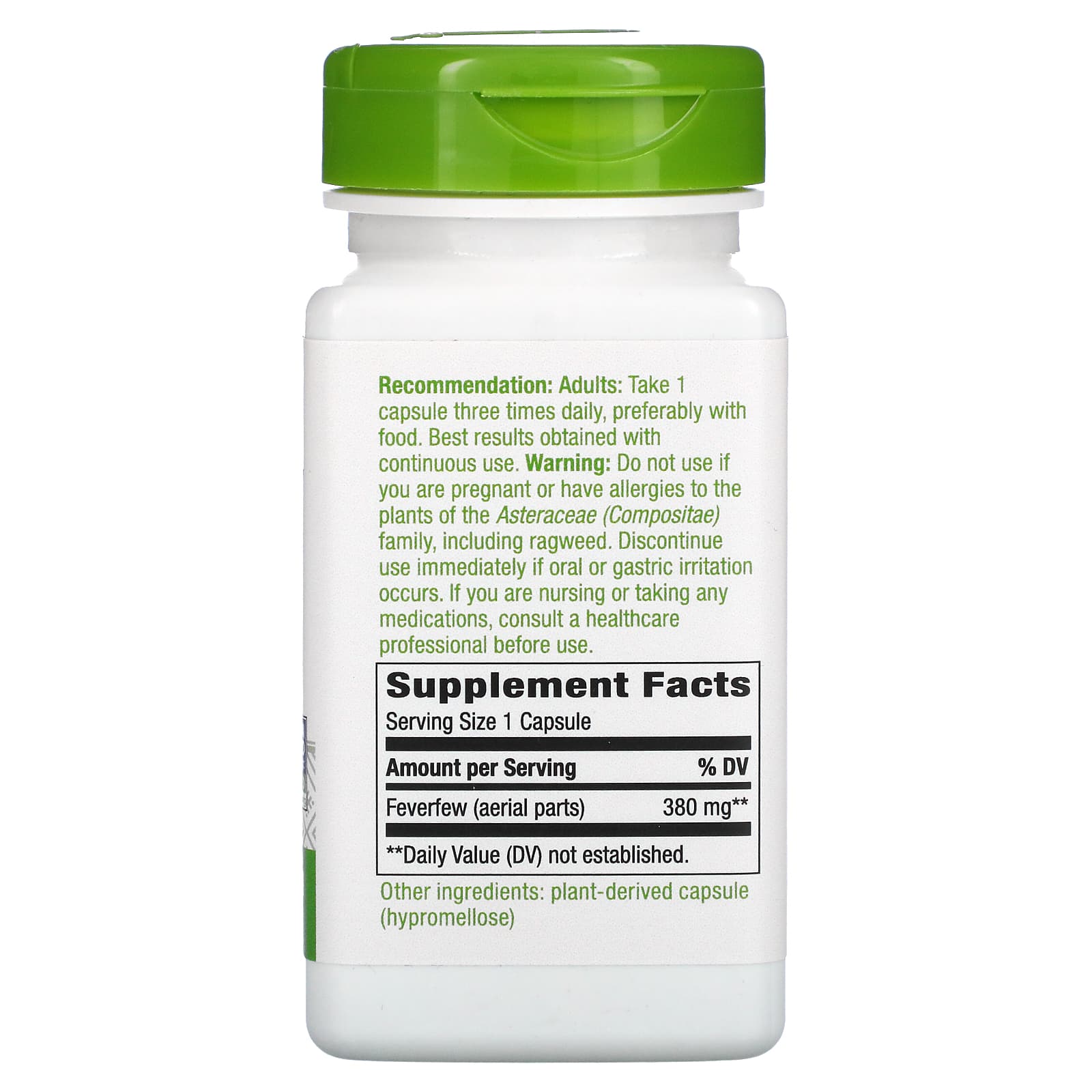 Nature’s Way, Feverfew, 100 Vegetarian Capsules UPC 033674128503 | Hilife Vitamins