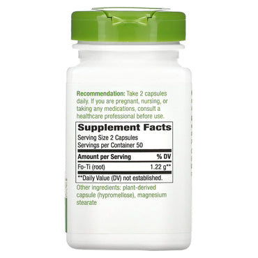Nature’s Way, Fo-Ti Root, 100 Vegetarian Capsules UPC 033674129005 | Hilife Vitamins