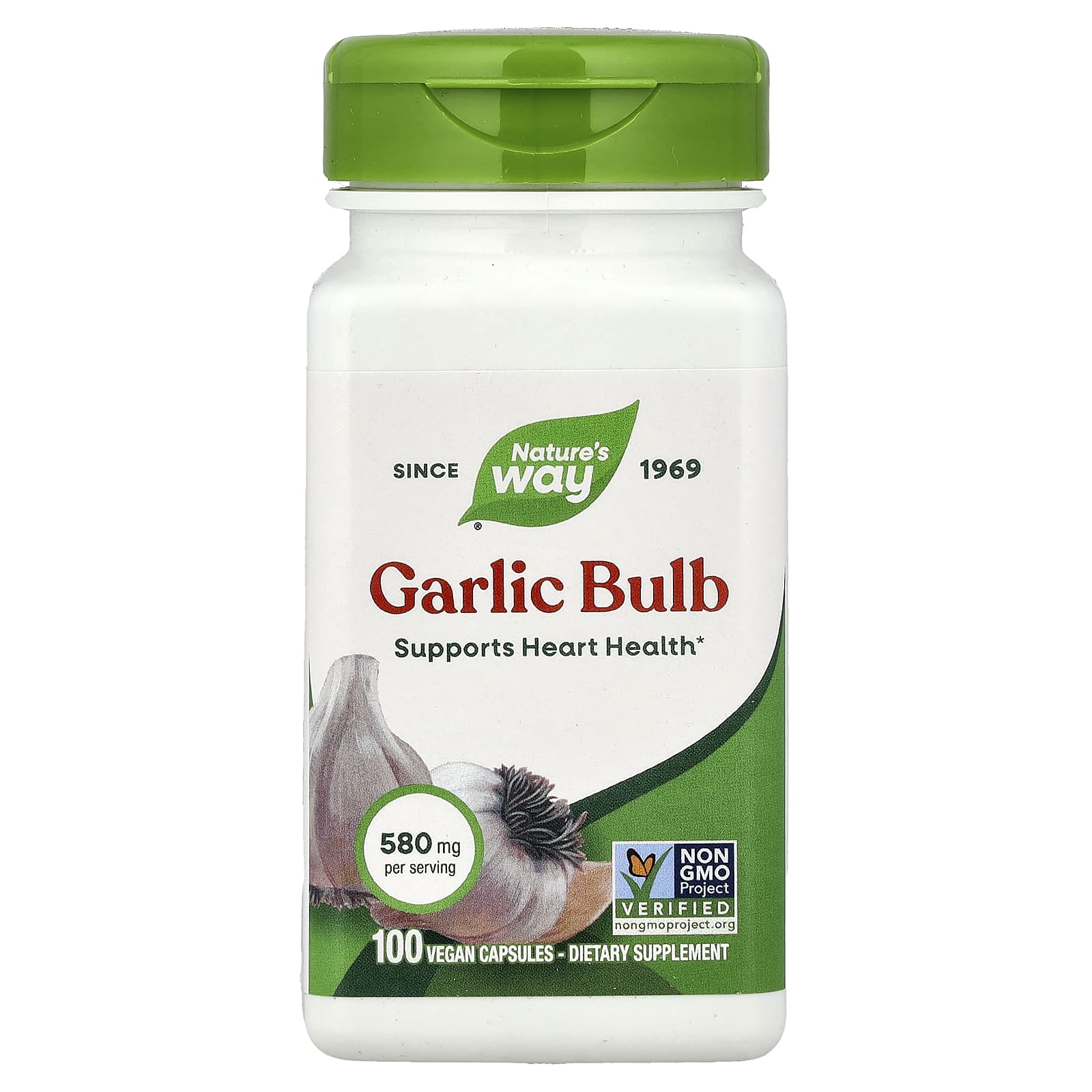 Nature’s Way, Garlic Bulb, 580 mg, 100 Vegan Capsules UPC 033674130001 | Hilife Vitamins