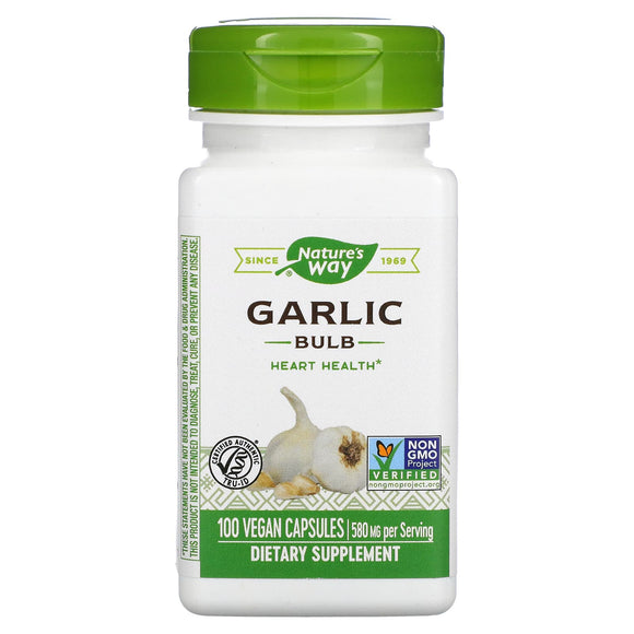 Nature’s Way, Garlic Bulb, 580 mg, 100 Vegetarian Capsules - 033674130001 | Hilife Vitamins