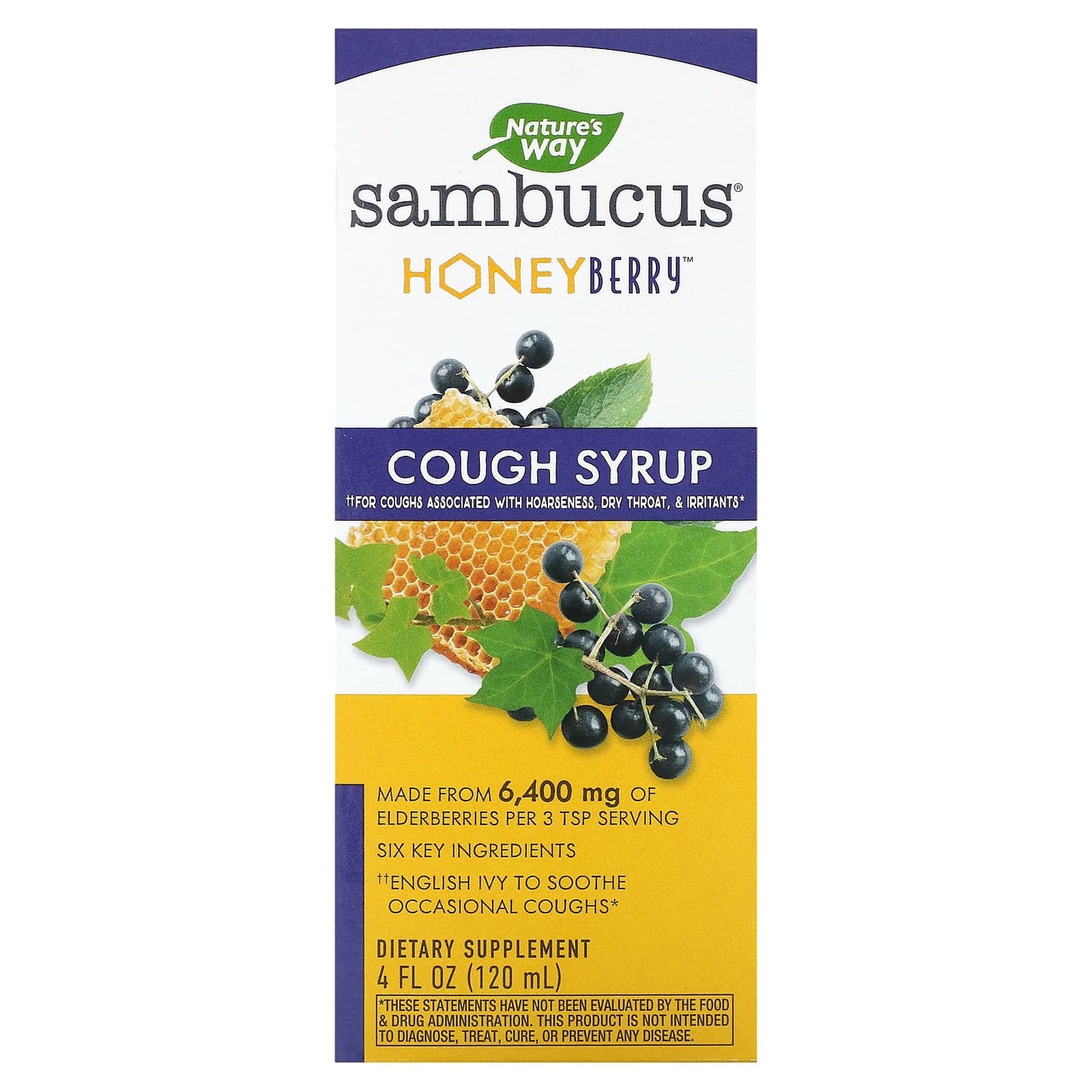 Nature’s Way, Sambucus HoneyBerry Cough Syrup, 4 Oz UPC 033674133132 | Hilife Vitamins
