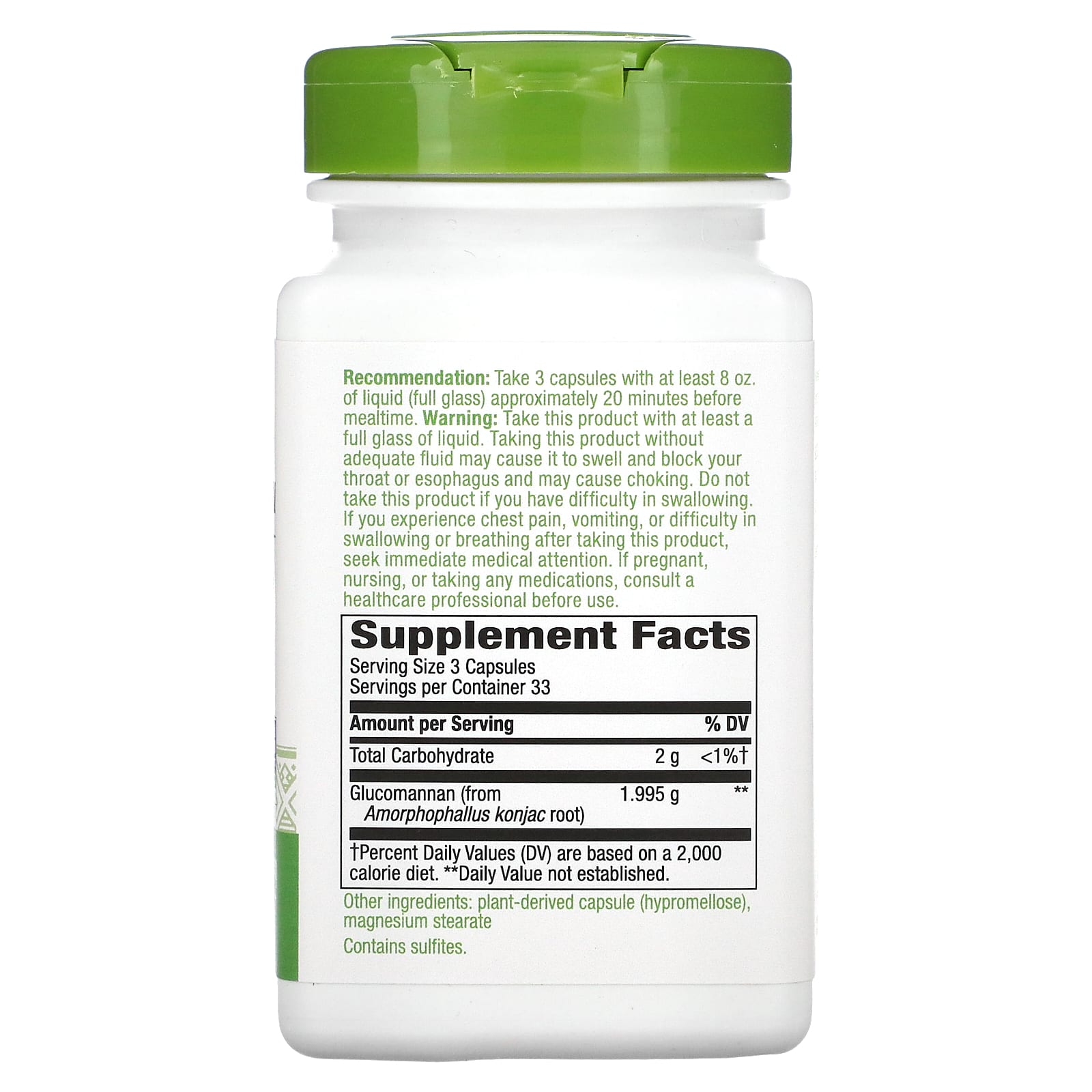 Nature’s Way, Glucomannan, 100 Vegetarian Capsules UPC 033674136751 | Hilife Vitamins