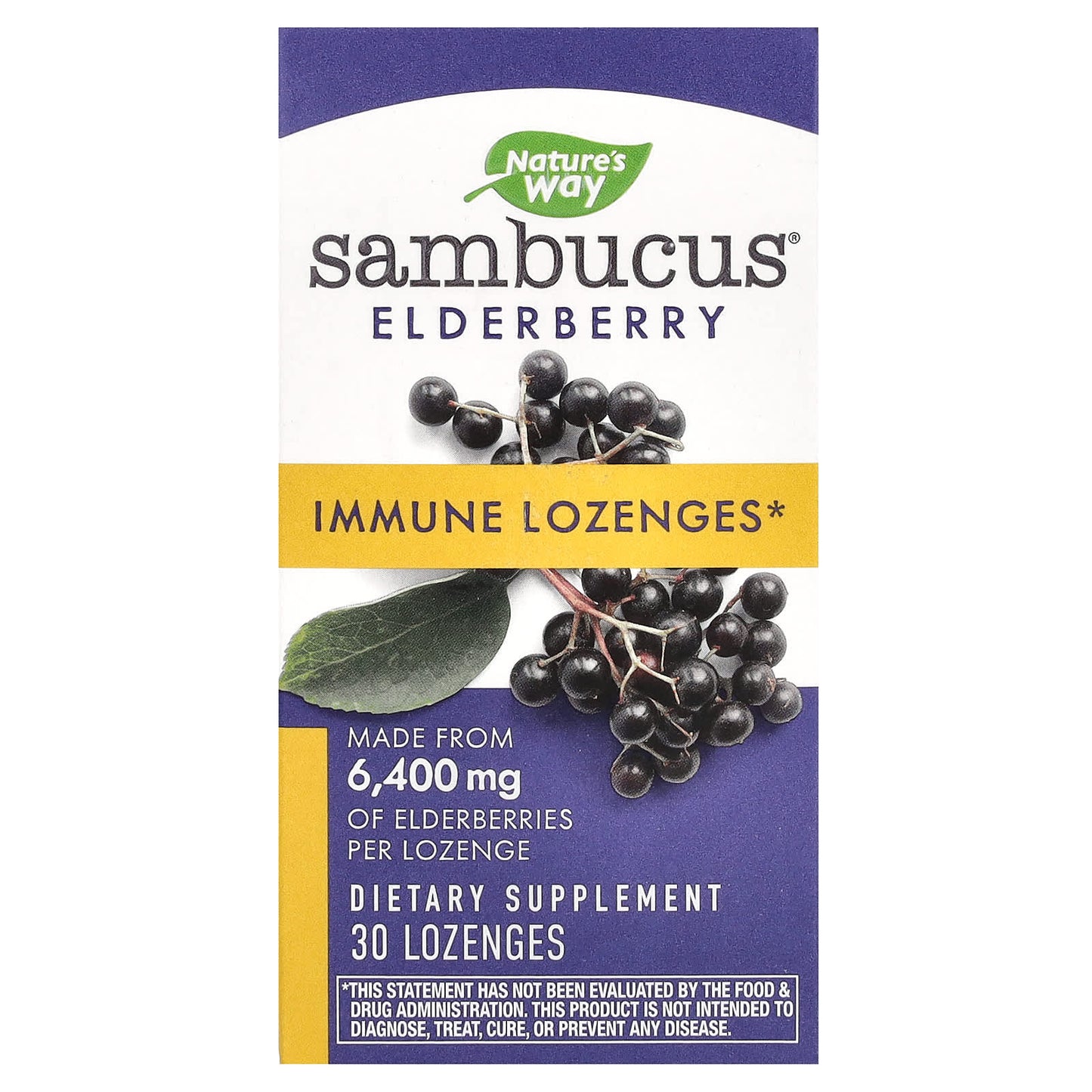 Nature’s Way, Sambucus Immune, Elderberry, Standardized, 30 Lozenges UPC 033674140024 | HiLife Vitamins