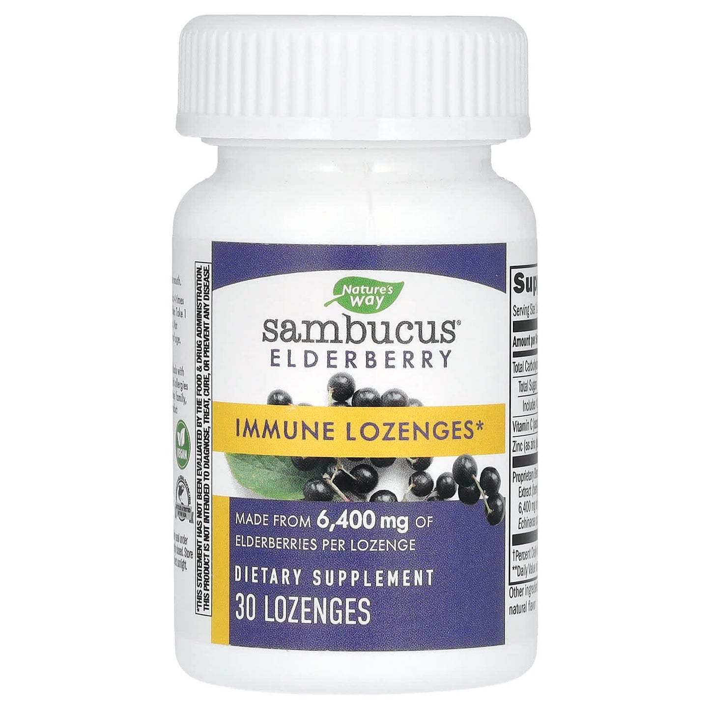 Nature’s Way, Sambucus Immune, Elderberry, Standardized, 30 Lozenges UPC 033674140024 | HiLife Vitamins