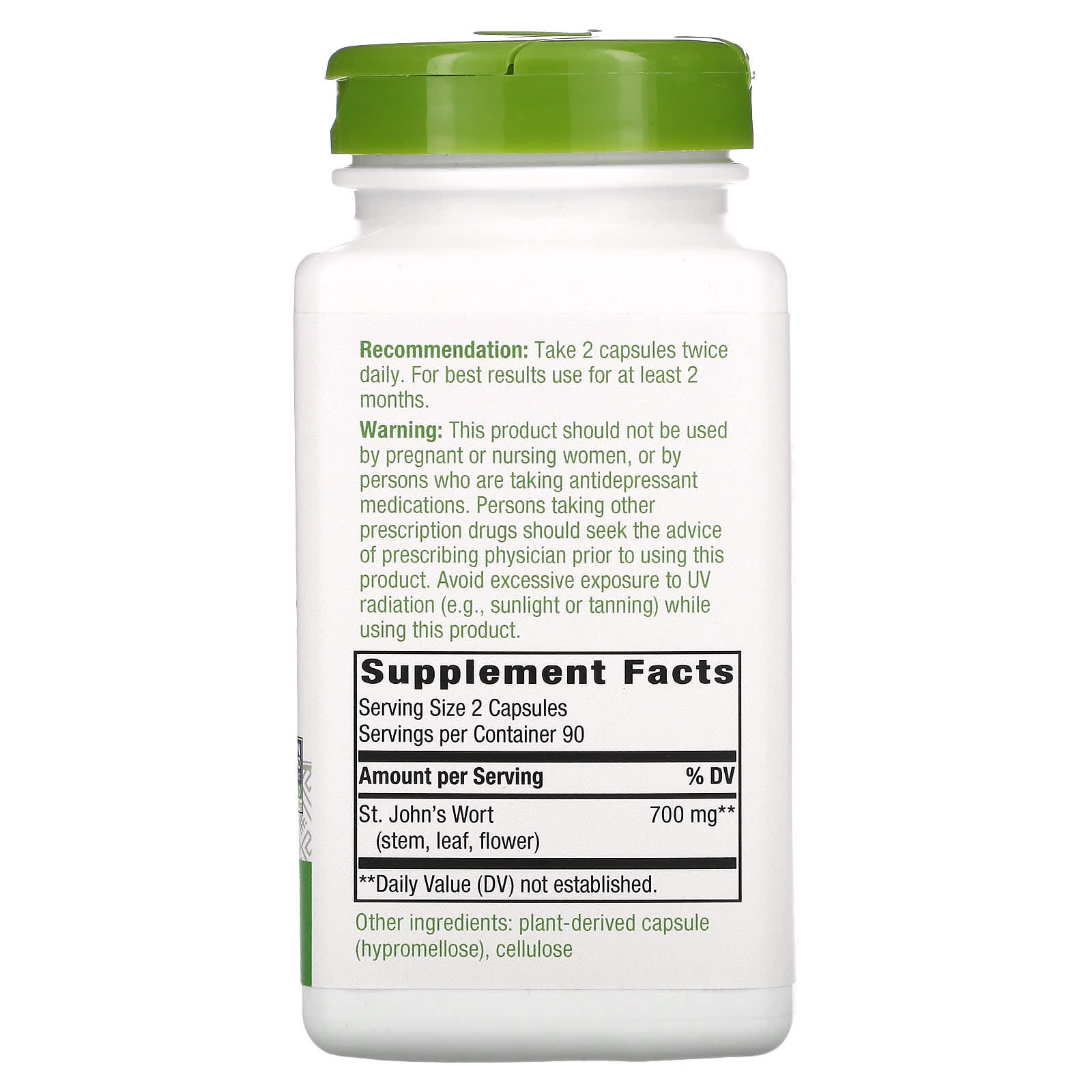 Nature’s Way, St. John's Wort Value Size, 180 Vegetarian Capsules UPC 033674140413 | Hilife Vitamins