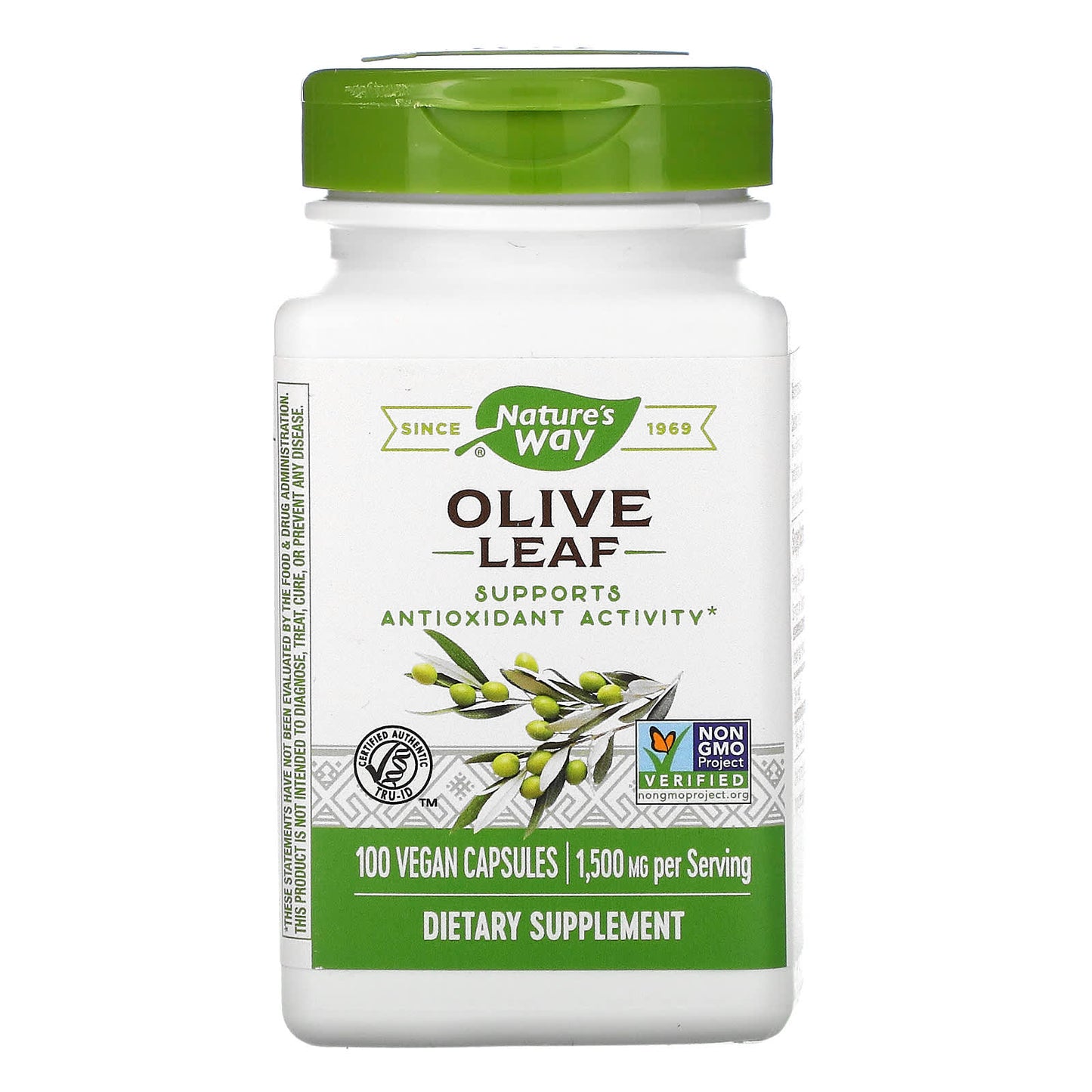 Nature’s Way, Olive Leaf Herbal Single, 100 Vegetarian Capsules UPC 033674145210 | Hilife Vitamins