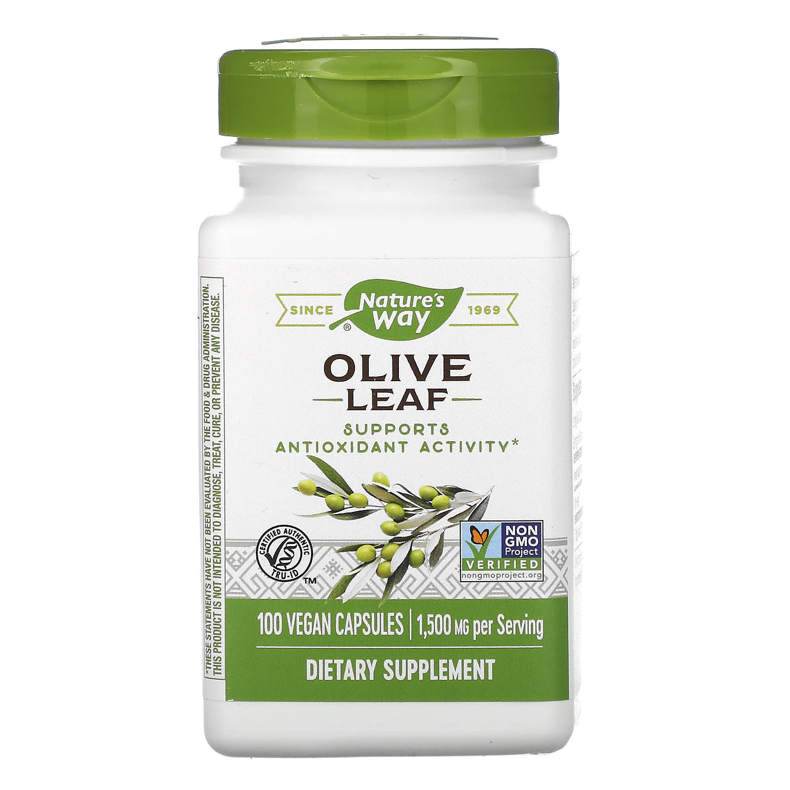 Nature’s Way, Olive Leaf Herbal Single, 100 Vegetarian Capsules UPC 033674145210 | Hilife Vitamins