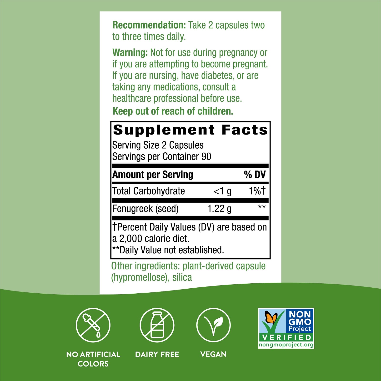 Nature’s Way, Fenugreek Value Size, 180 Vegetarian Capsules UPC 033674146101 | Hilife Vitamins