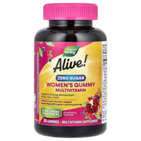 Nature’s Way, Alive! Women's Gummy Multivitamin, Zero Sugar, Strawberry, 50 Gummies UPC 033674146187 | Hilife Vitamins