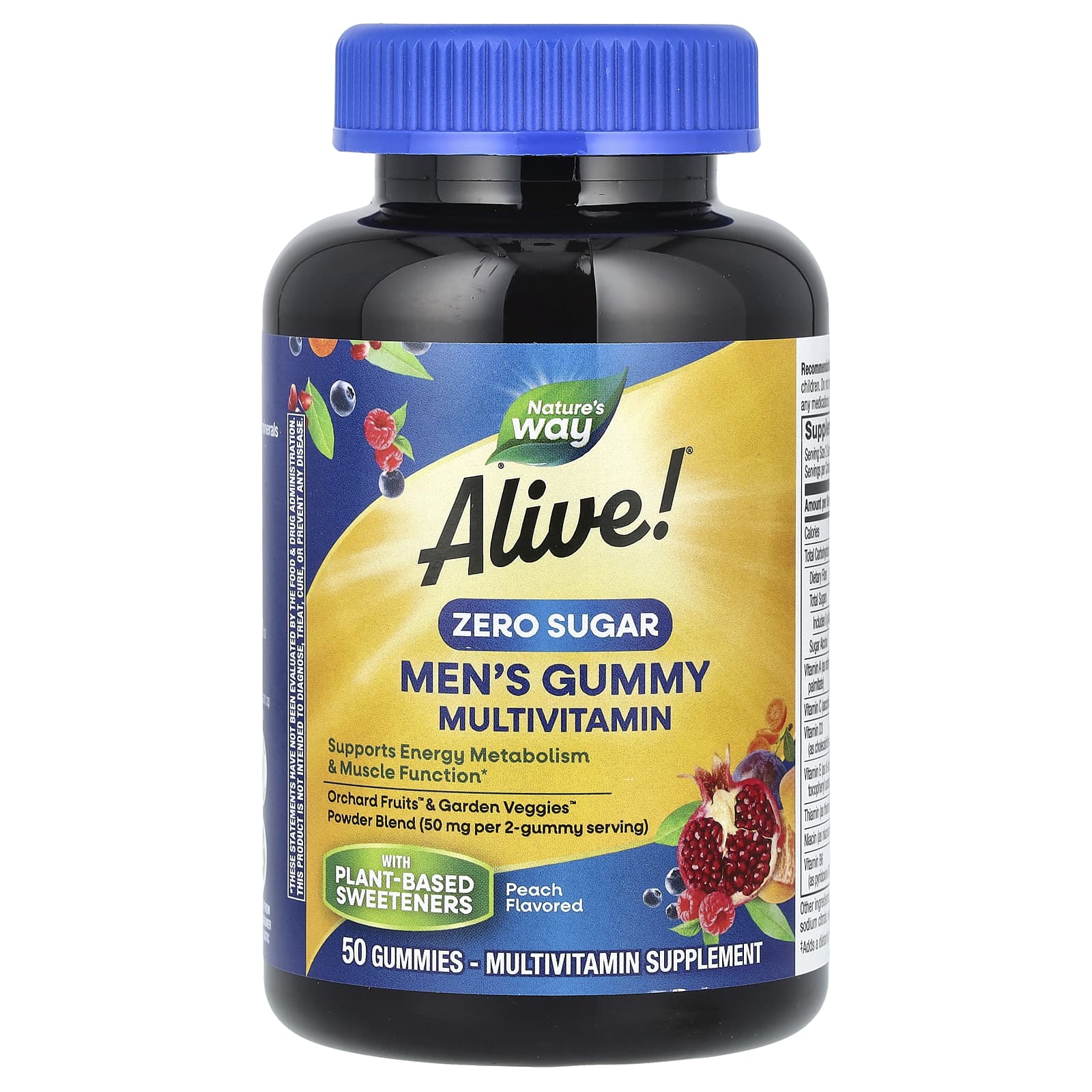 Nature’s Way, Alive! Men's Gummy Multivitamin, Zero Sugar, Peach, 50 Gummies UPC 033674146200 | Hilife Vitamins