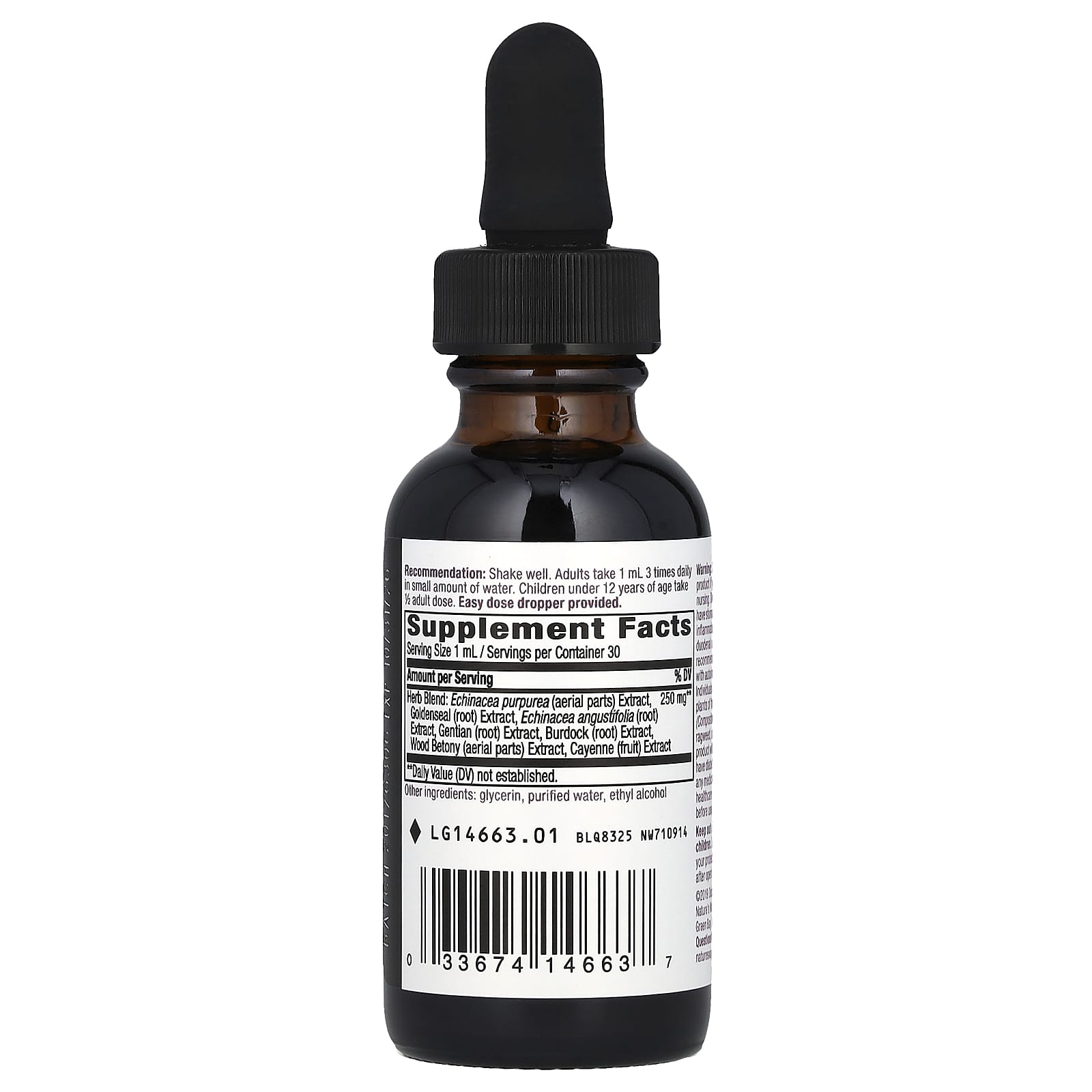 Nature’s Way, Echinacea-Goldenseal Extract With Glycerine, 1 Oz UPC 033674146637 | Hilife Vitamins