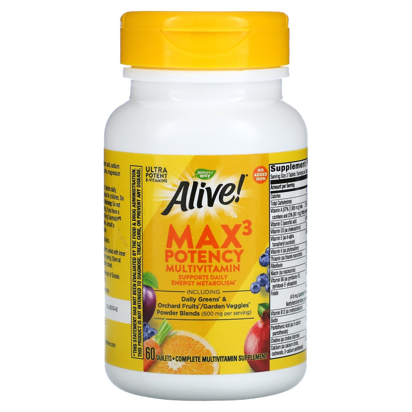 Nature’s Way, Alive! Max3 Potency Multivitamin, No Added Iron, 60 Tablets UPC 033674149300 | HiLife Vitamins