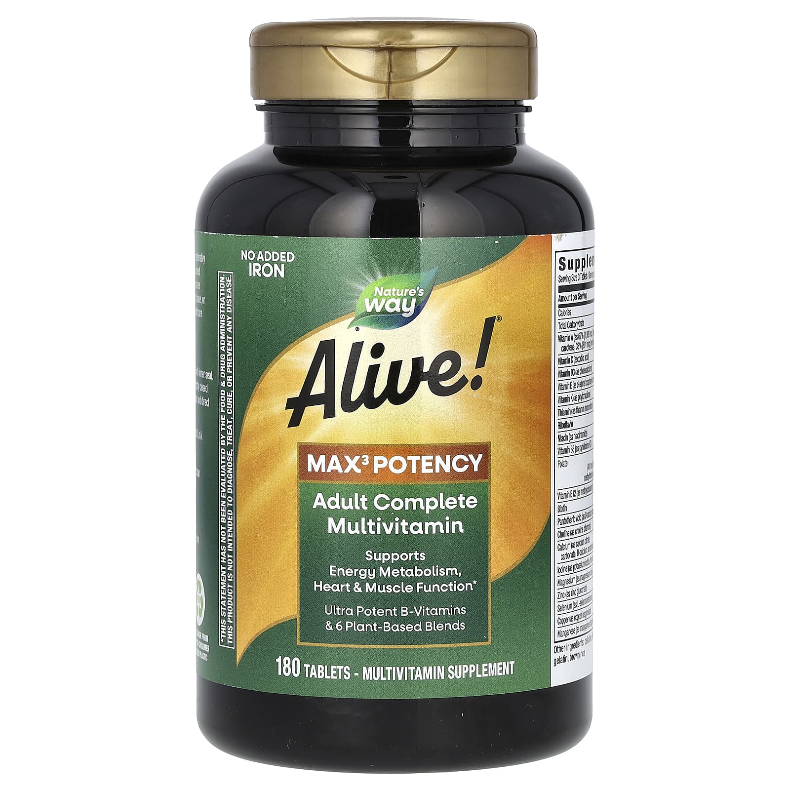 Nature’s Way, Alive! No Iron Added, 180 Tablets UPC 033674149324 | Hilife Vitamins