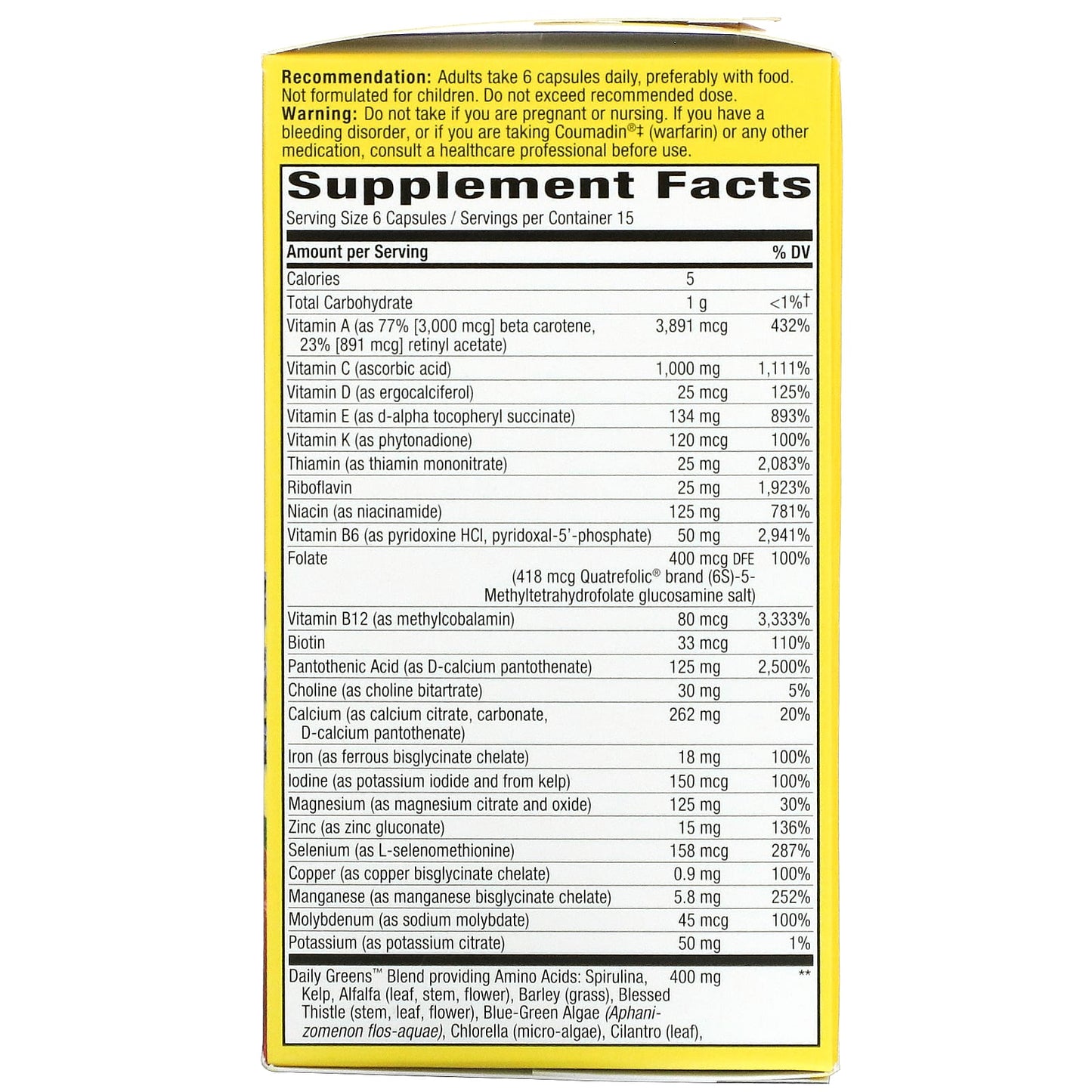Nature’s Way, Alive! Max6 Potency Multivitamin, 90 Capsules UPC 033674150900 | Hilife Vitamins