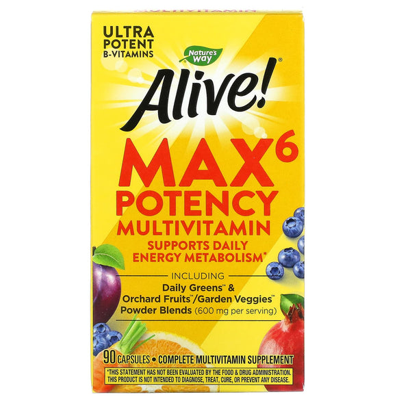 Nature’s Way, Alive! Max6 Potency Multivitamin, 90 Capsules - 033674150900 | Hilife Vitamins