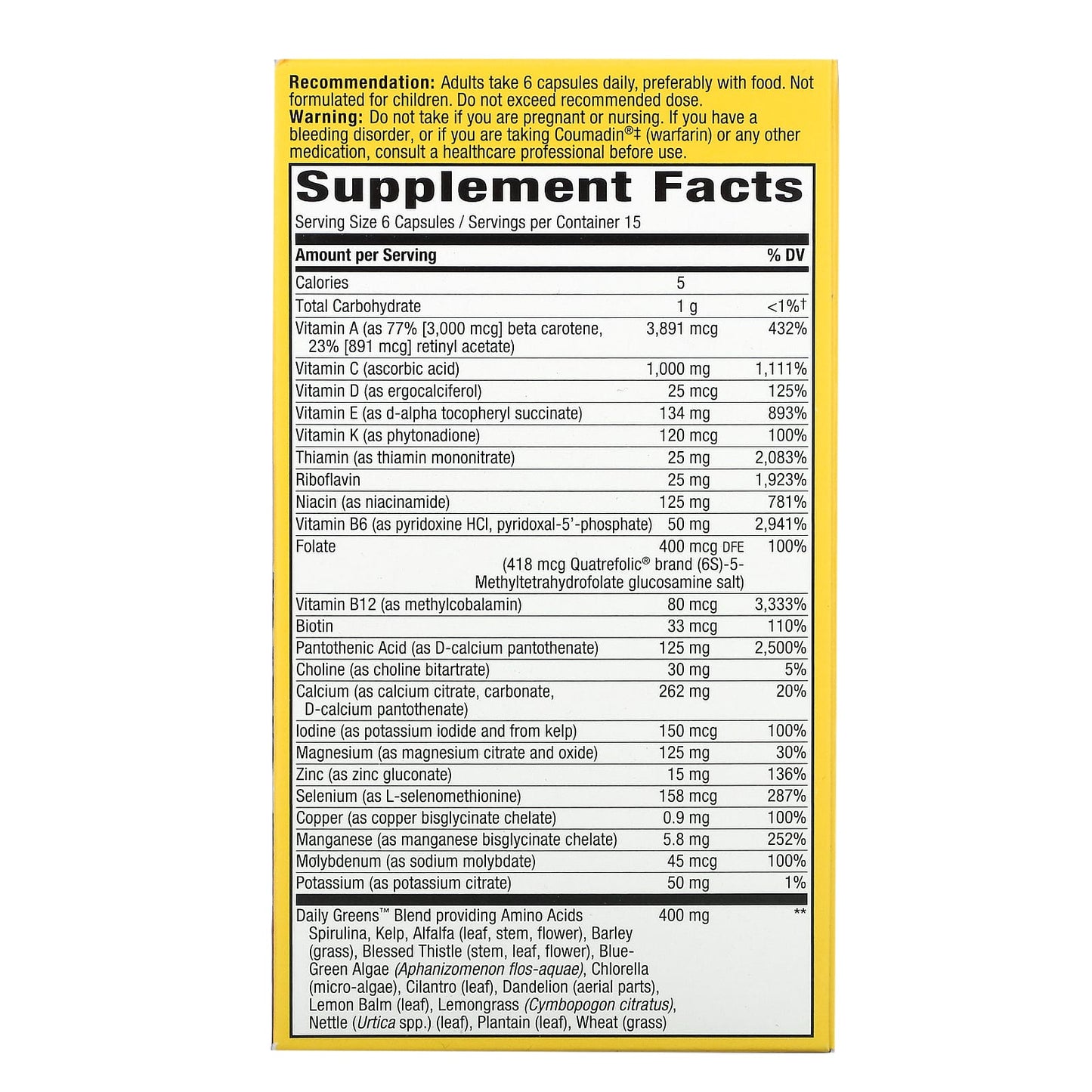 Nature’s Way, Alive! No Iron Added, 90 Vegetarian Capsules UPC 033674150924 | Hilife Vitamins