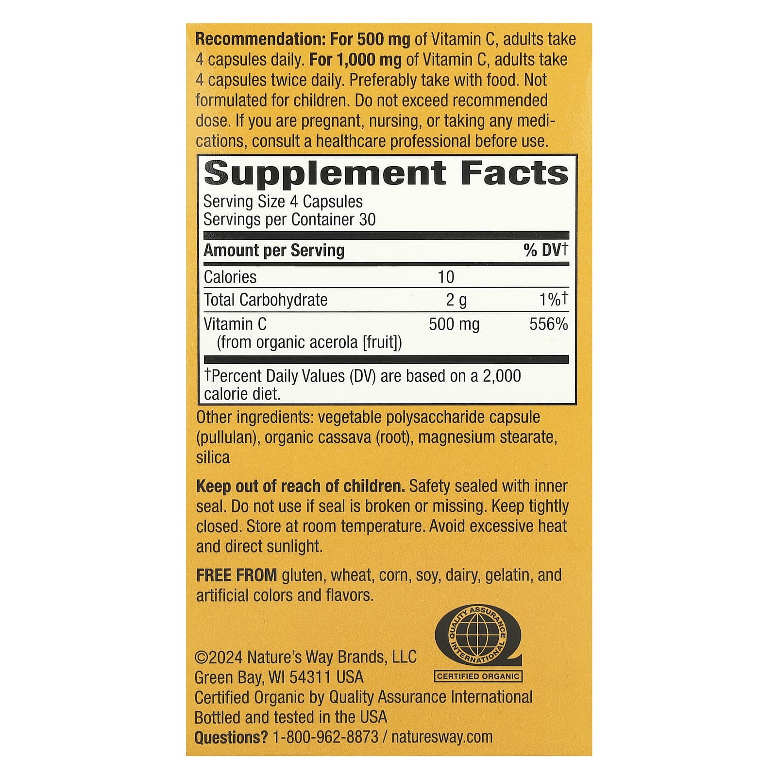 Nature’s Way, Alive!®, Vitamin C, 500 mg, 120 Vegan Capsules UPC 033674151426 | Hilife Vitamins