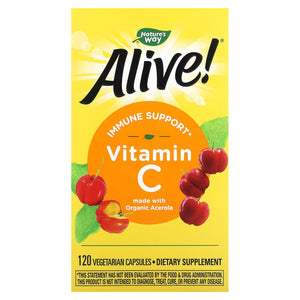 Nature’s Way, Alive! Organic Vitamin C, 120 Vegetarian Capsules - 033674151426 | Hilife Vitamins