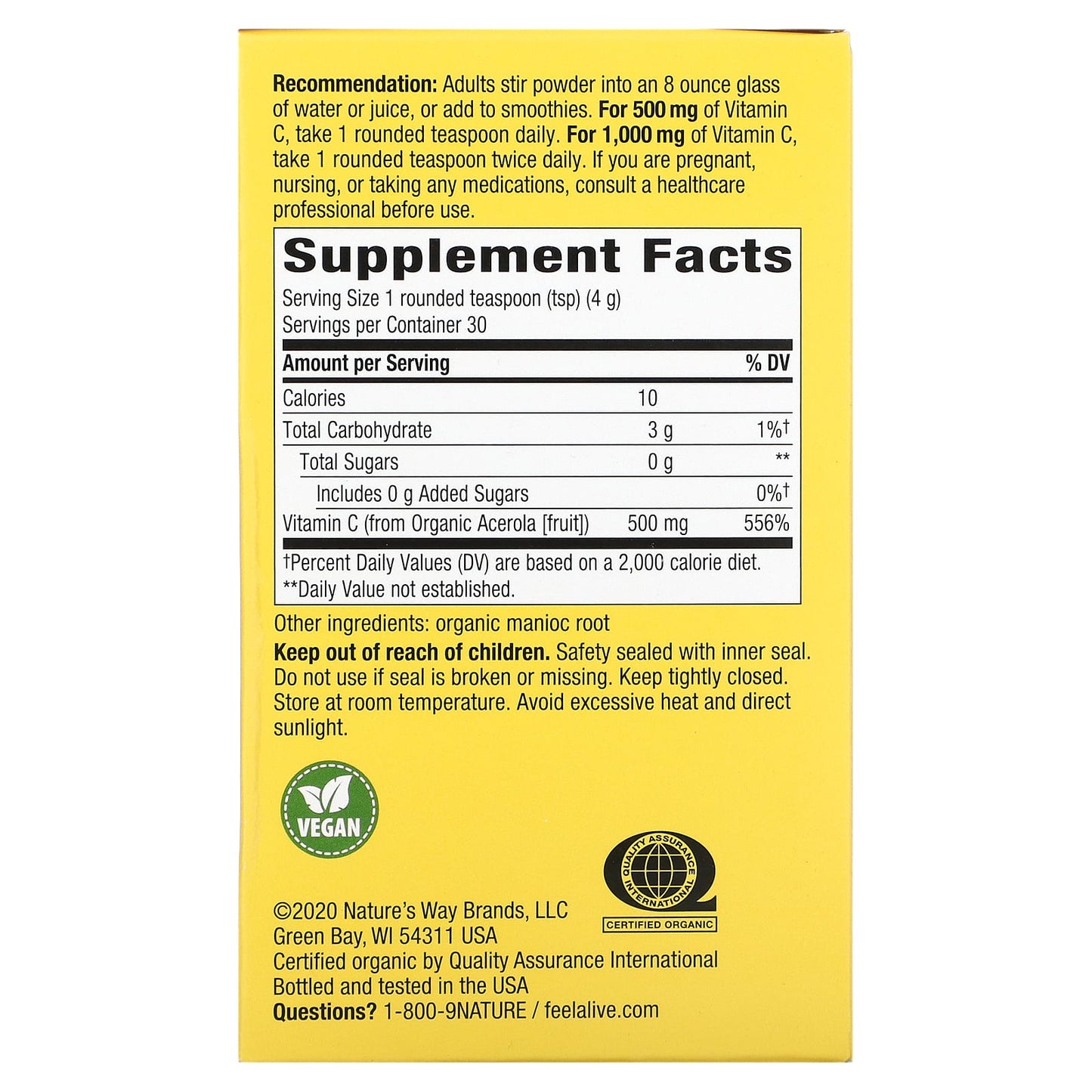 Nature’s Way, Alive!, Vitamin C Drink Mix Powder, 4.29 oz (120 g) UPC 033674151433 | Hilife Vitamins