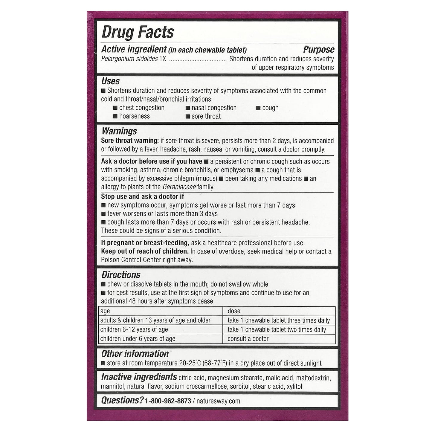 Nature’s Way, Umcka Cherry Chewable, 20 Tablets UPC 033674151440 | Hilife Vitamins