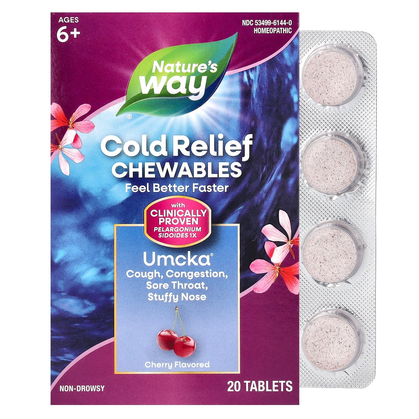 Nature’s Way, Umcka Cherry Chewable, 20 Tablets UPC 033674151440 | Hilife Vitamins