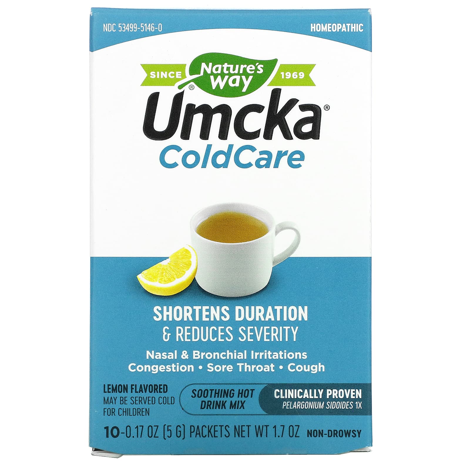 Nature’s Way, Umcka Lemon Hot Drink, 10 Packets - 033674151464 | Hilife Vitamins