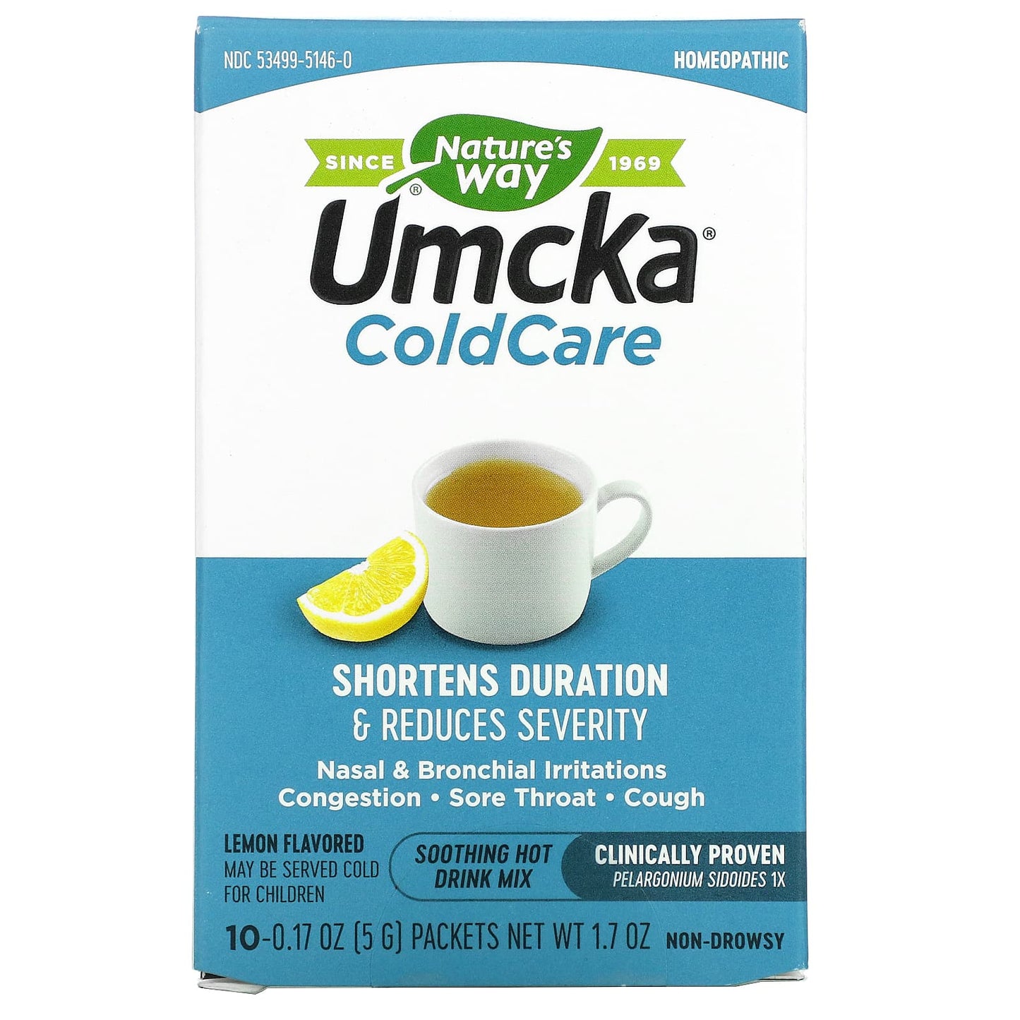 Nature’s Way, Umcka Lemon Hot Drink, 10 Packets UPC 033674151464 | Hilife Vitamins