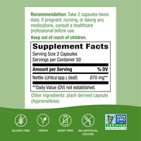 Nature’s Way, Nettles, 100 Vegetarian Capsules UPC 033674151501 | Hilife Vitamins