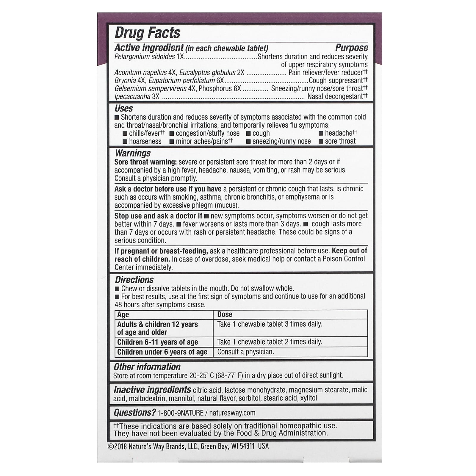 Nature’s Way, Umcka Cold & Flu Orange, 20 Chewables UPC 033674151617 | Hilife Vitamins