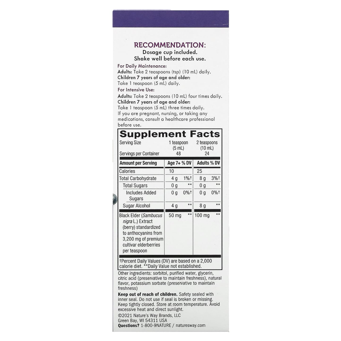 Nature’s Way, Sambucus Sugar-Free Syrup, 7.8 Oz UPC 033674153314 | Hilife Vitamins