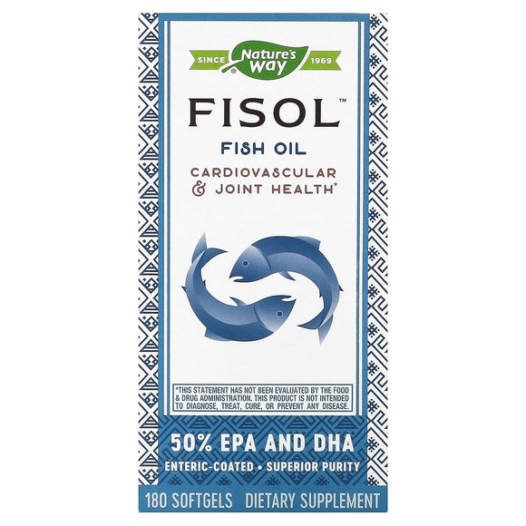 Nature’s Way, Fisol Delayed-Release Fish Oil, 180 Softgels - 033674153345 | Hilife Vitamins