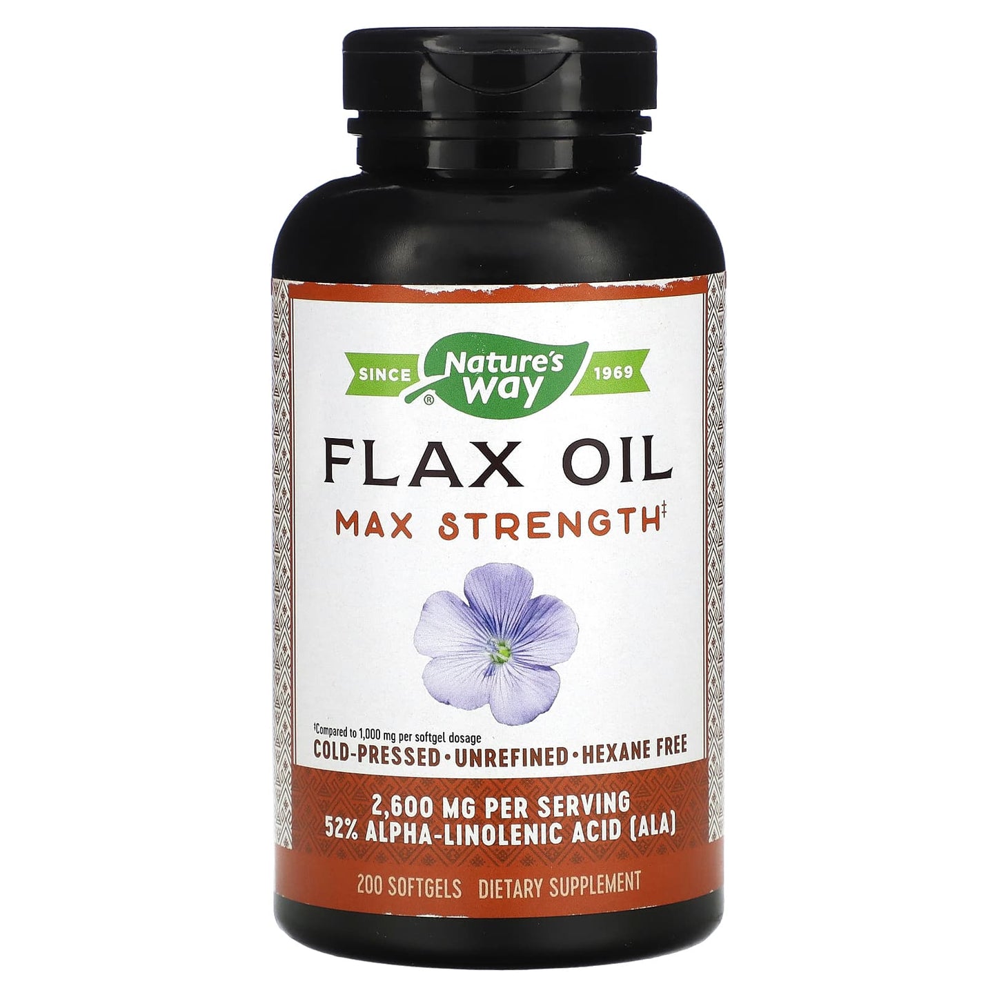 Nature’s Way, Flax Seed 1300 mg, 200 Softgels UPC 033674154250 | Hilife Vitamins