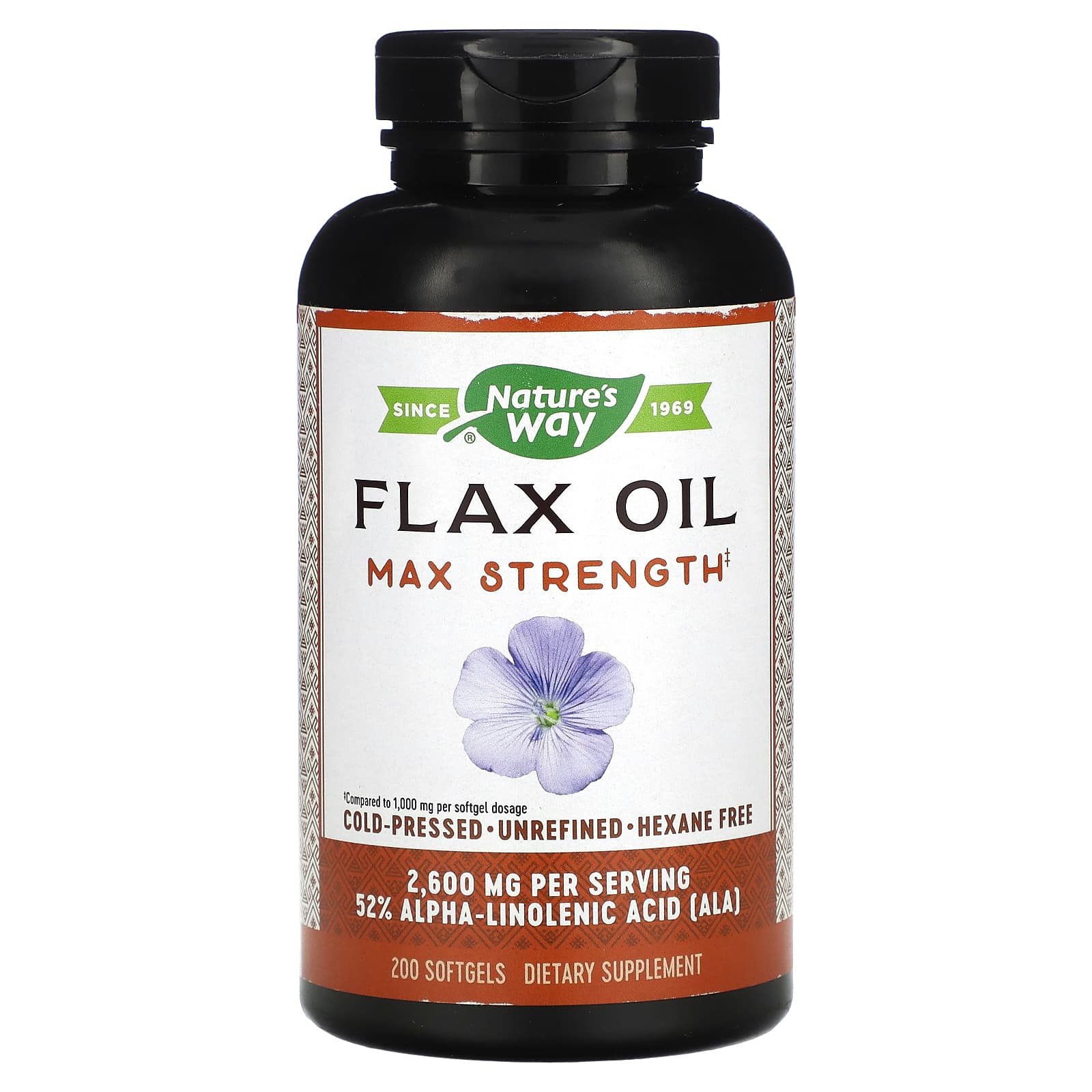 Nature’s Way, Flax Seed 1300 mg, 200 Softgels UPC 033674154250 | Hilife Vitamins