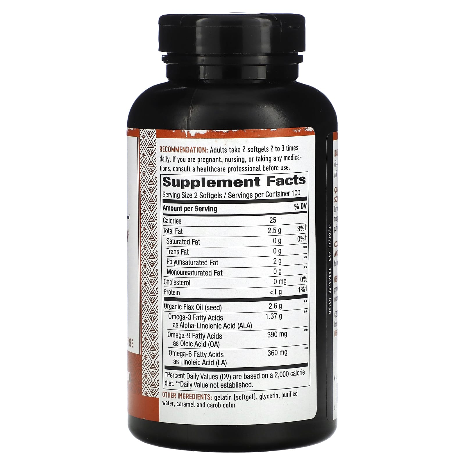 Nature’s Way, Flax Seed 1300 mg, 200 Softgels UPC 033674154250 | Hilife Vitamins