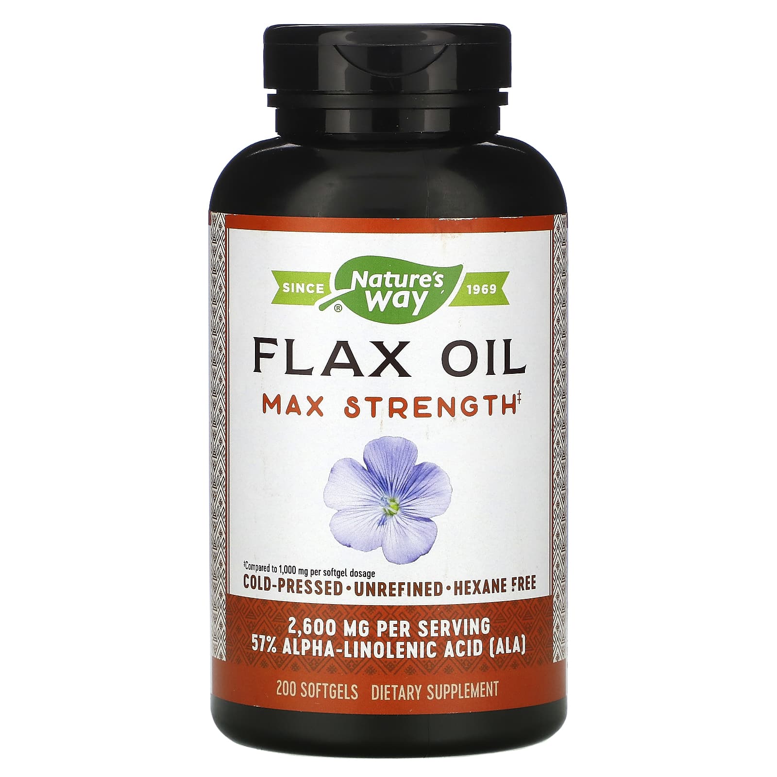 Nature’s Way, Flax Seed 1300 mg, 200 Softgels - 033674154250 | Hilife Vitamins