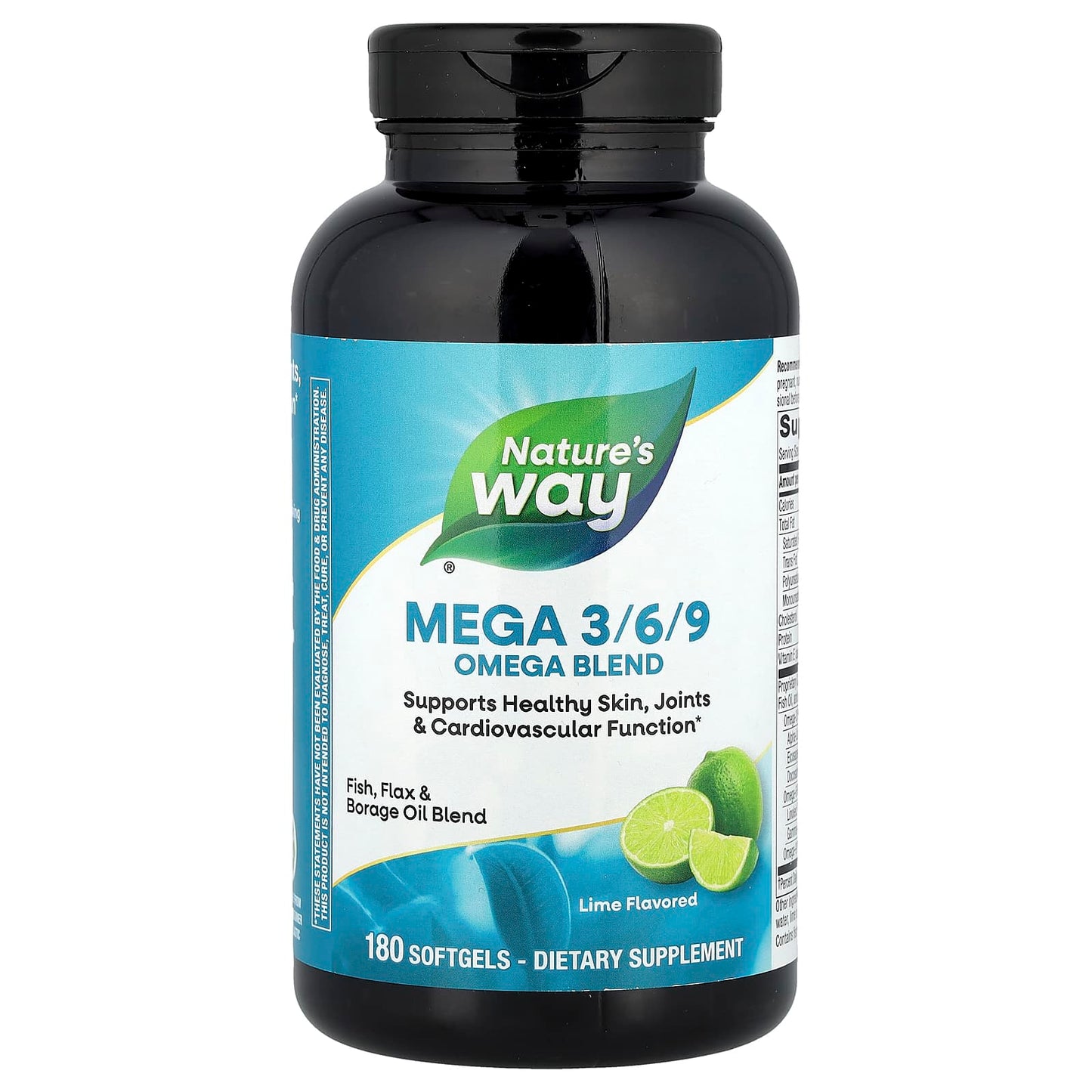 Nature’s Way, Mega 3/6/9, Omega Blend, Lime Flavored, 180 Softgels UPC 033674154410 | Hilife Vitamins