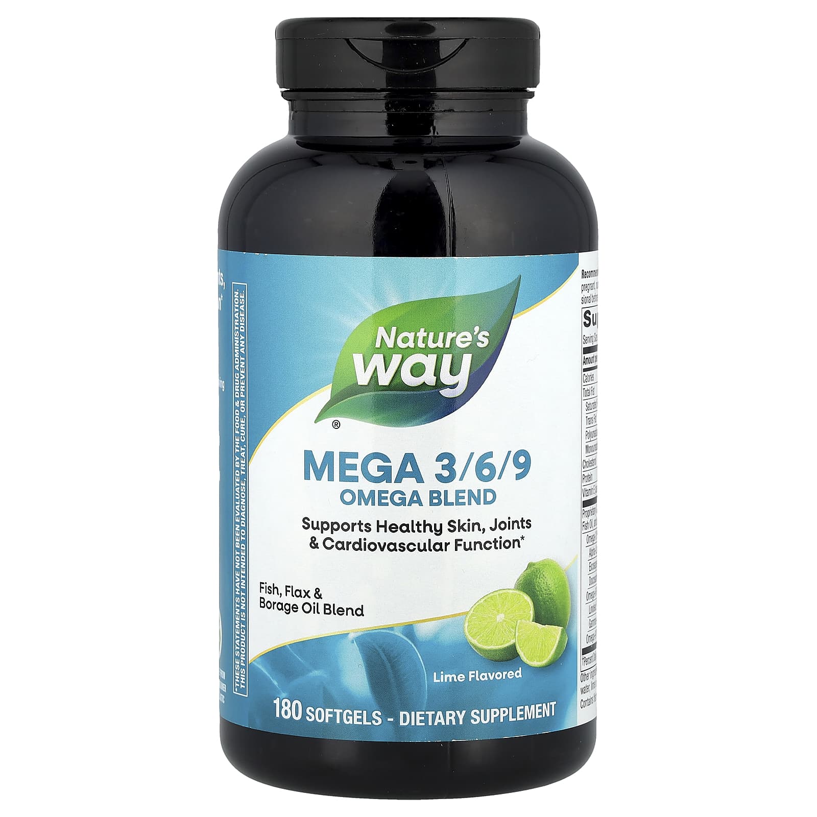 Nature’s Way, Mega 3/6/9, Omega Blend, Lime Flavored, 180 Softgels UPC 033674154410 | Hilife Vitamins